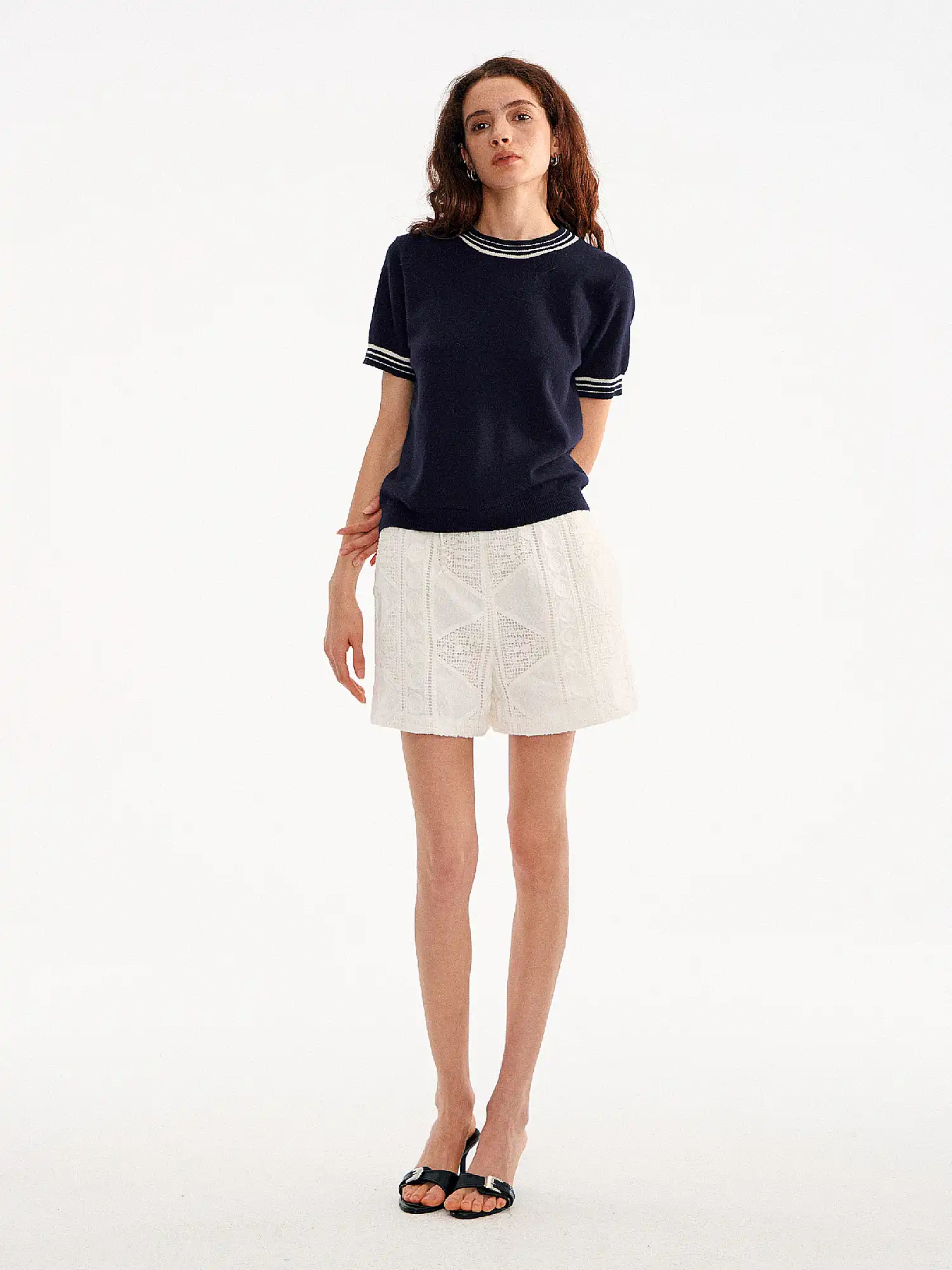 Striped Ribbed Trim Ribbed Knit Top - Image 10