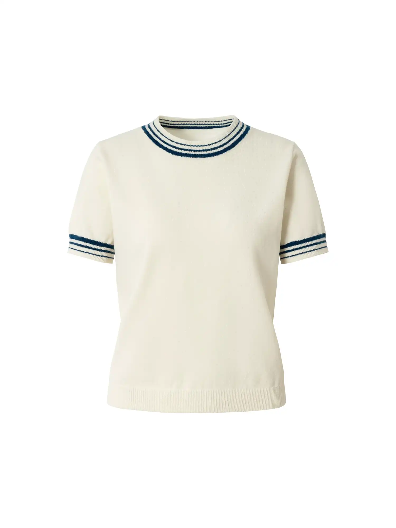 Striped Ribbed Trim Ribbed Knit Top - Image 3