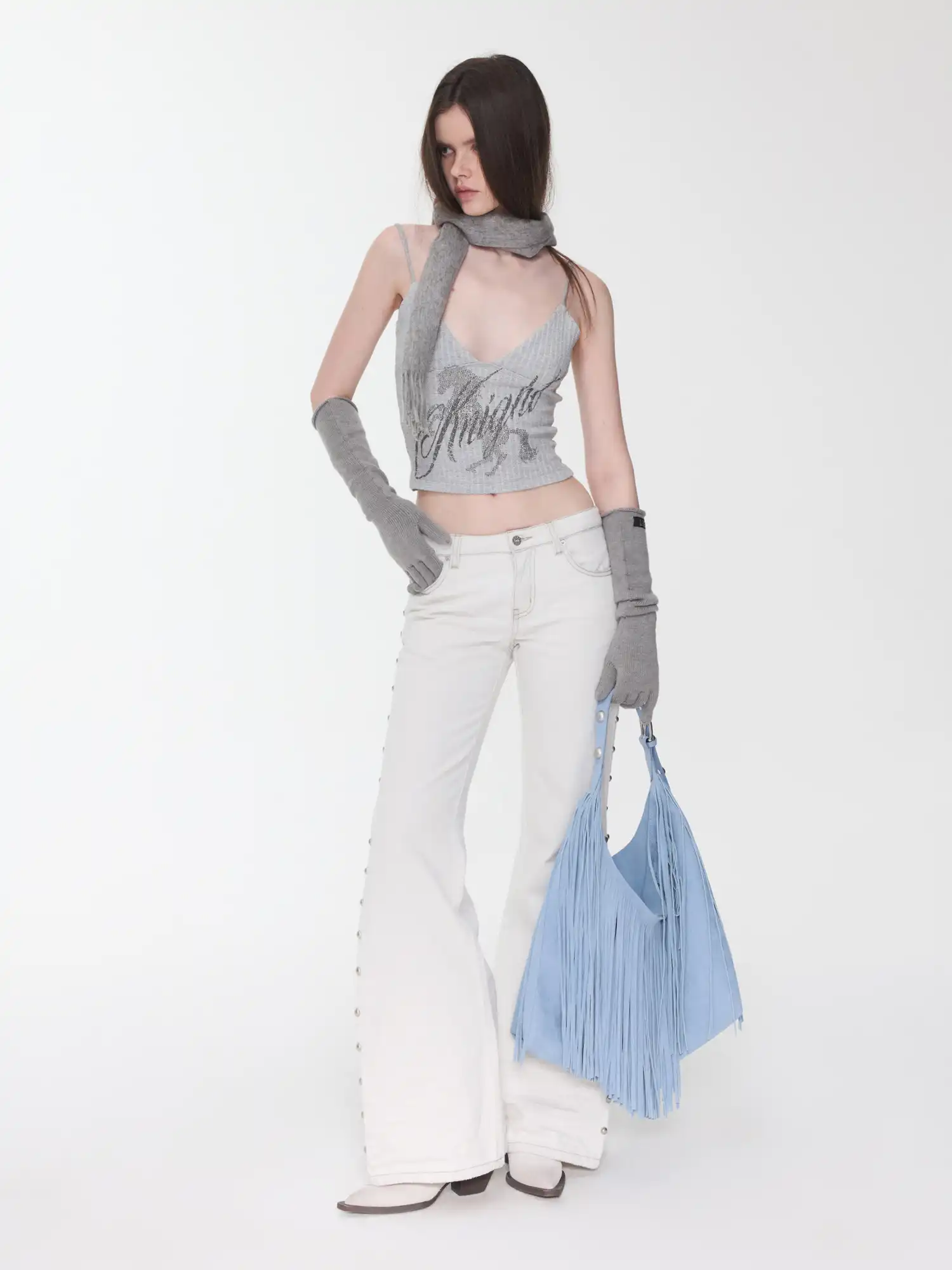 Studded Washed Flare Jeans - Image 10