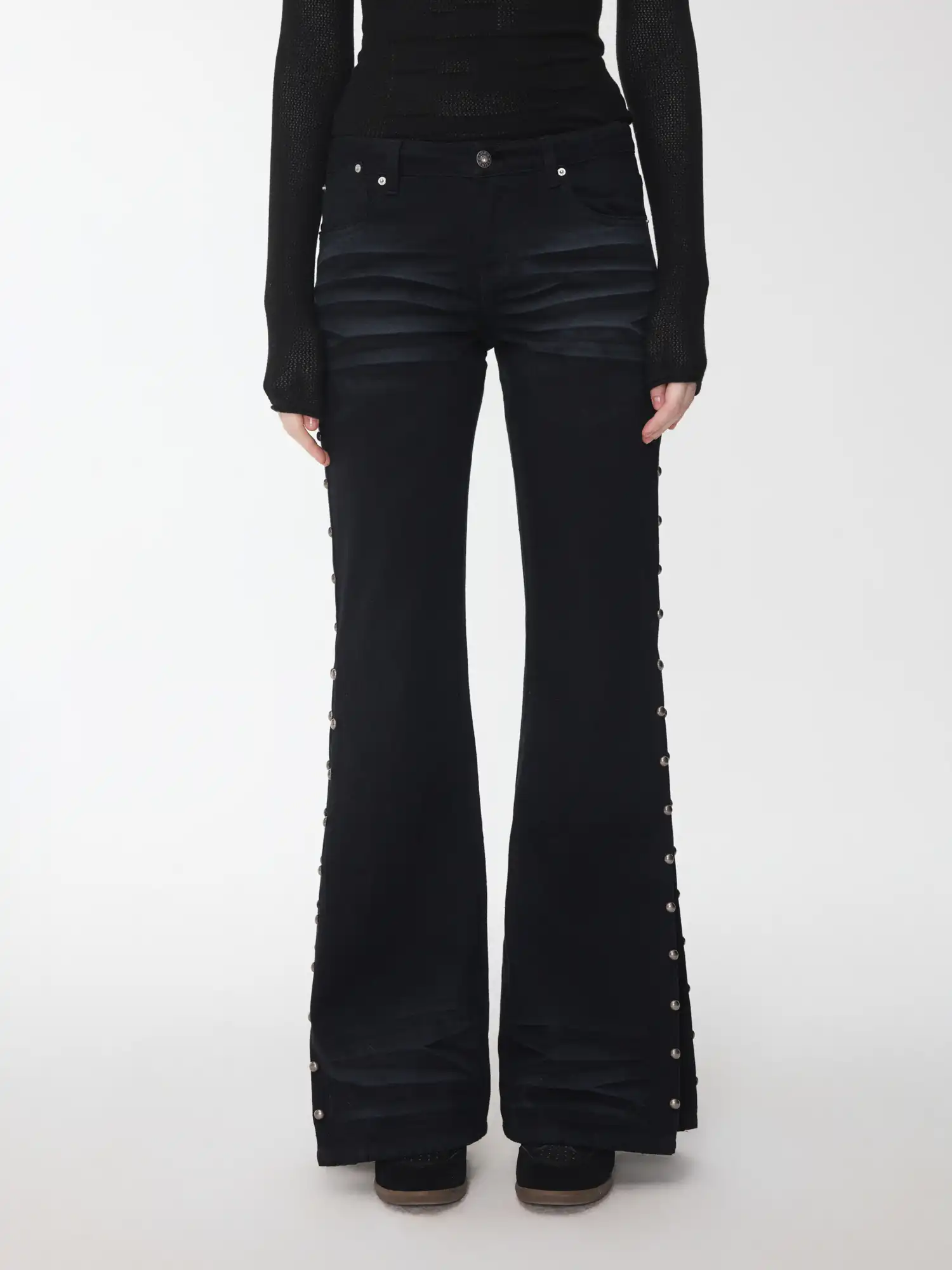 Studded Washed Flare Jeans - Image 2
