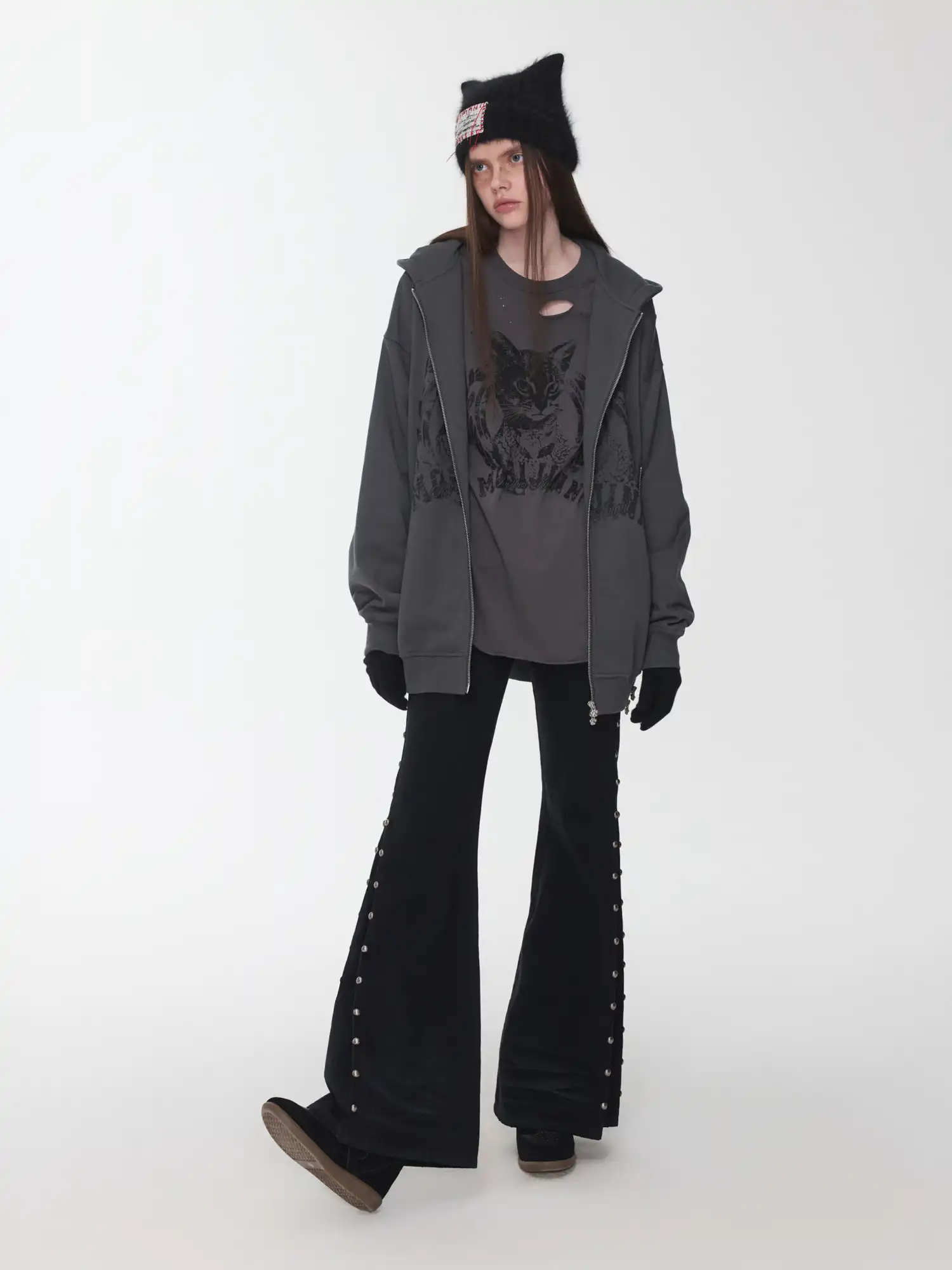 Studded Washed Flare Jeans - Image 6