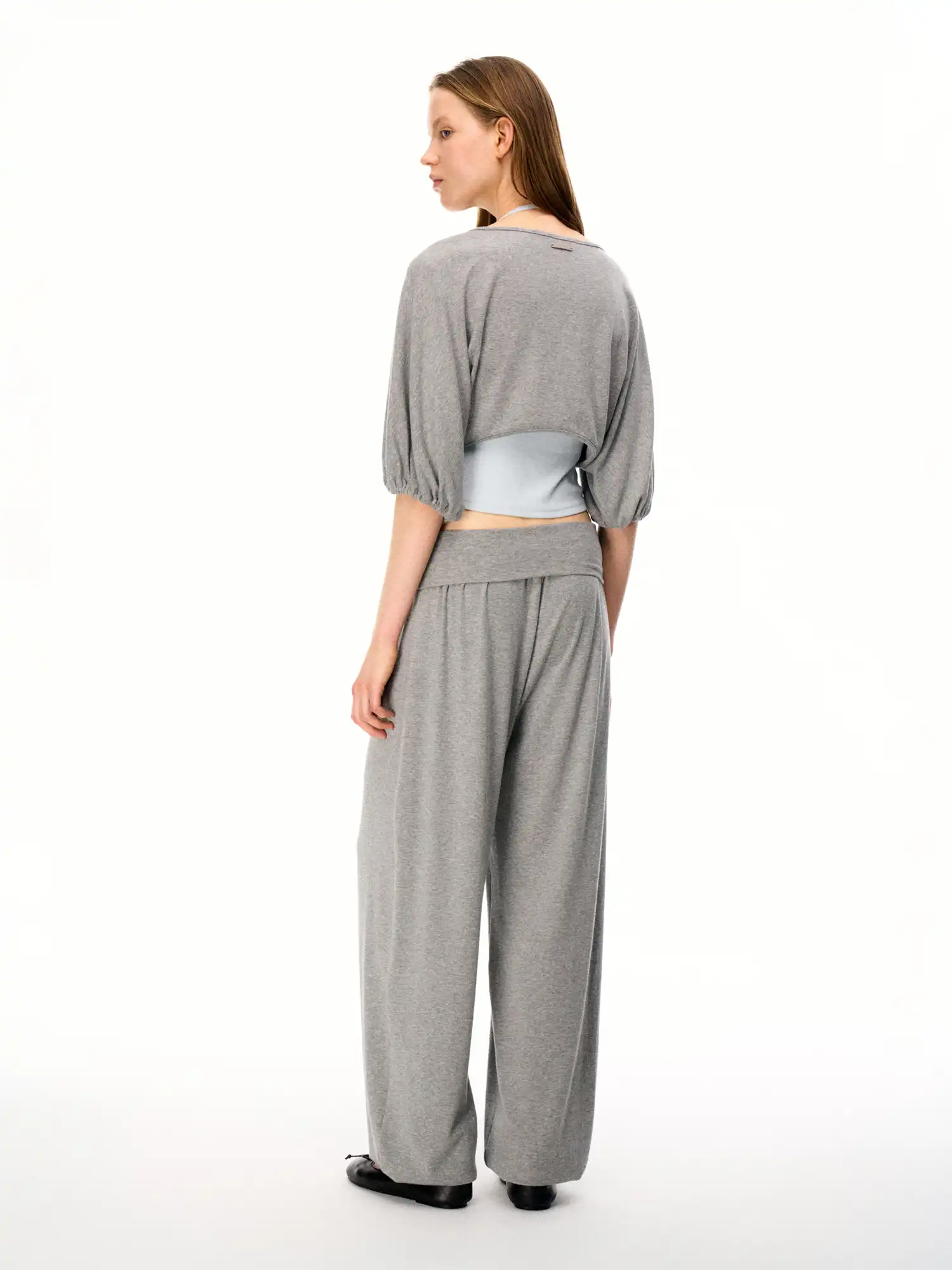 Stylish Ballet Pilates Fold over Bubble Baggy Trousers - Image 12