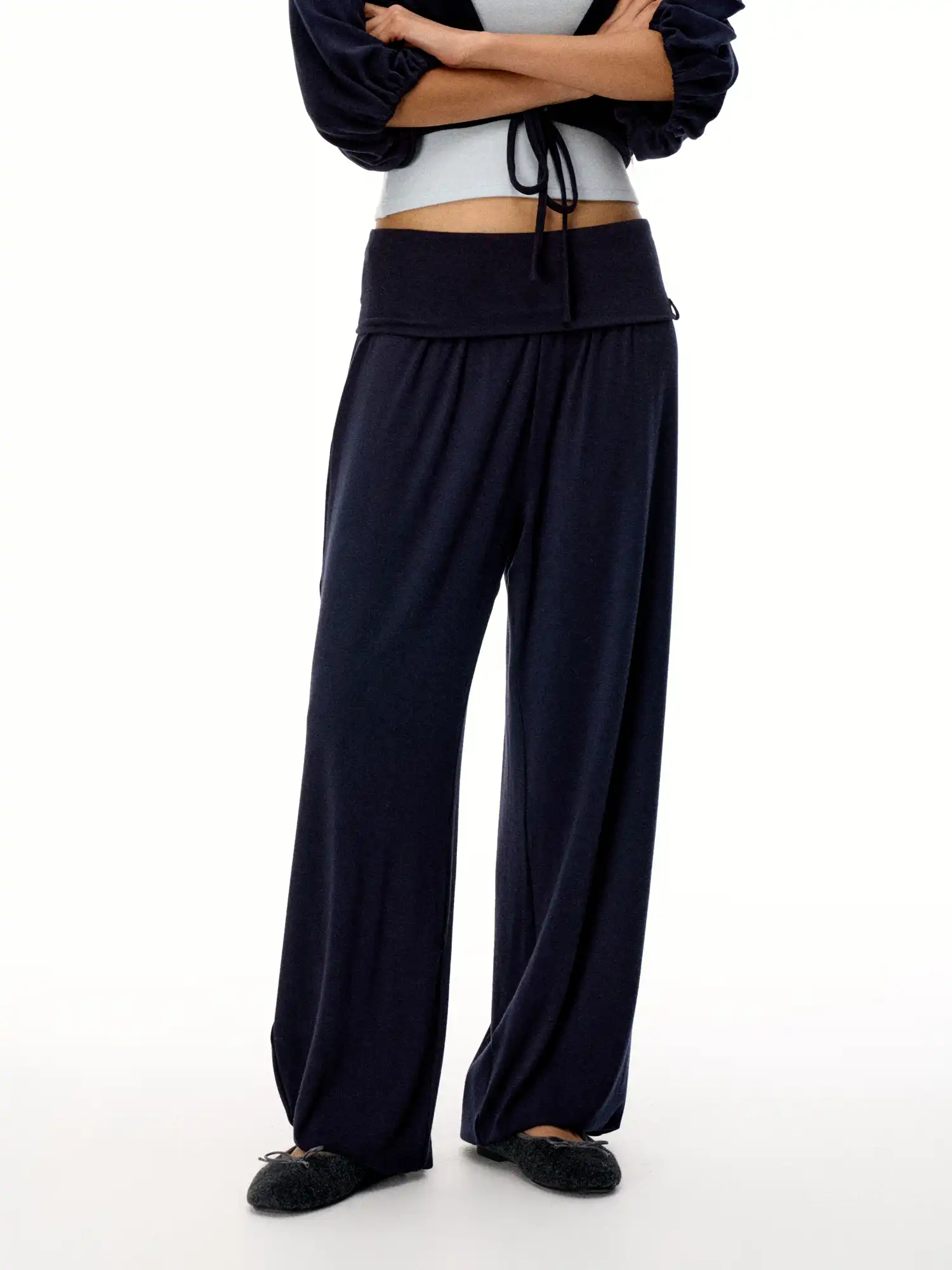 Stylish Ballet Pilates Fold over Bubble Baggy Trousers - Image 5