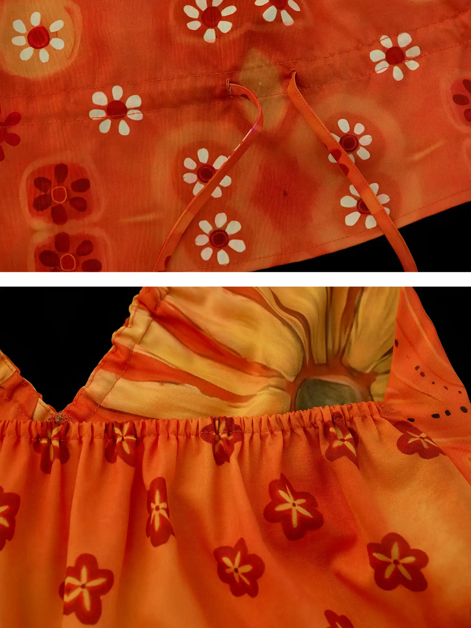 Tangerine Orange Floral Babydoll Halter Top - Image 9
