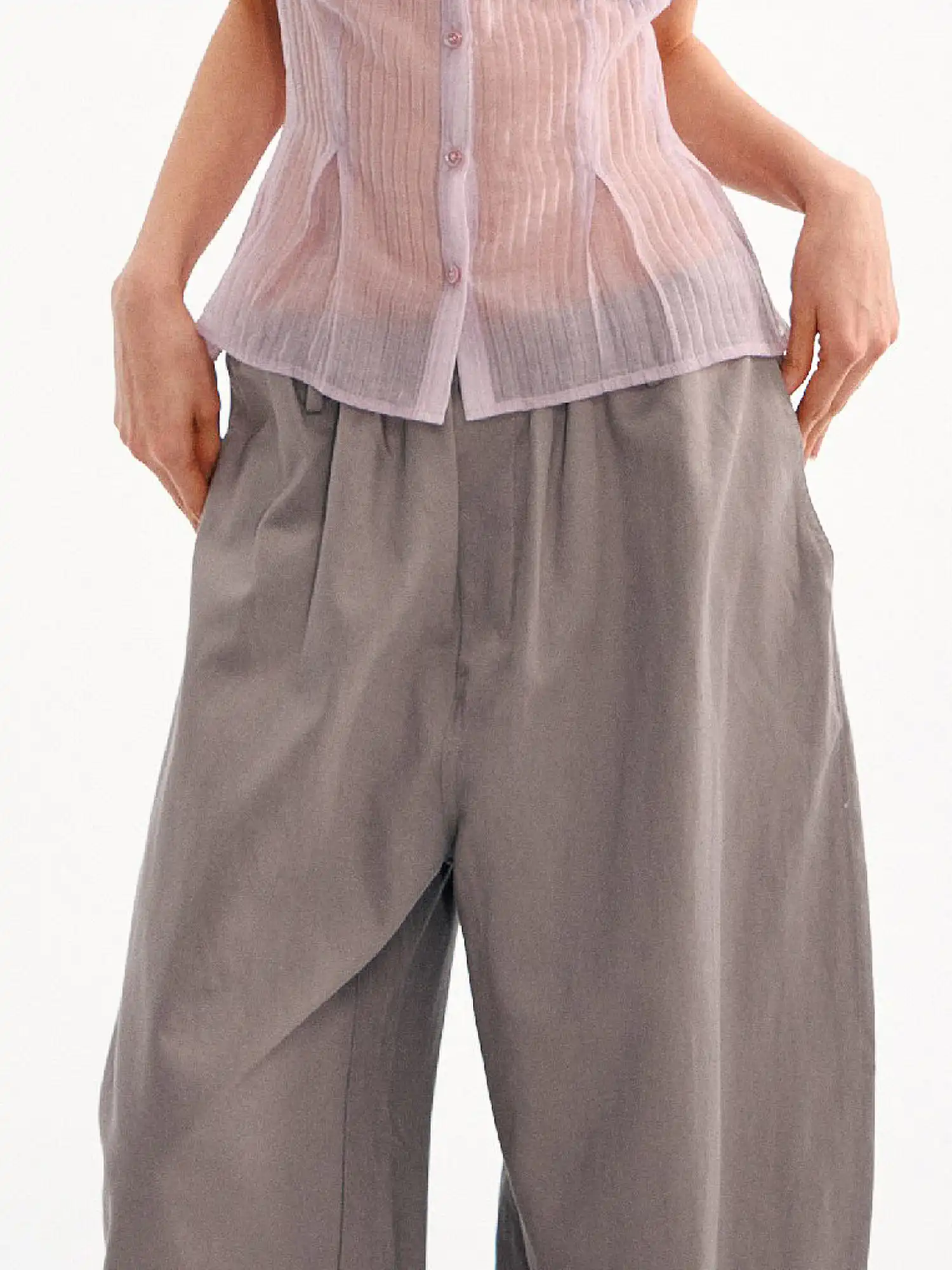 Tencel-Cotton Pleated Barrel Pants - Image 2