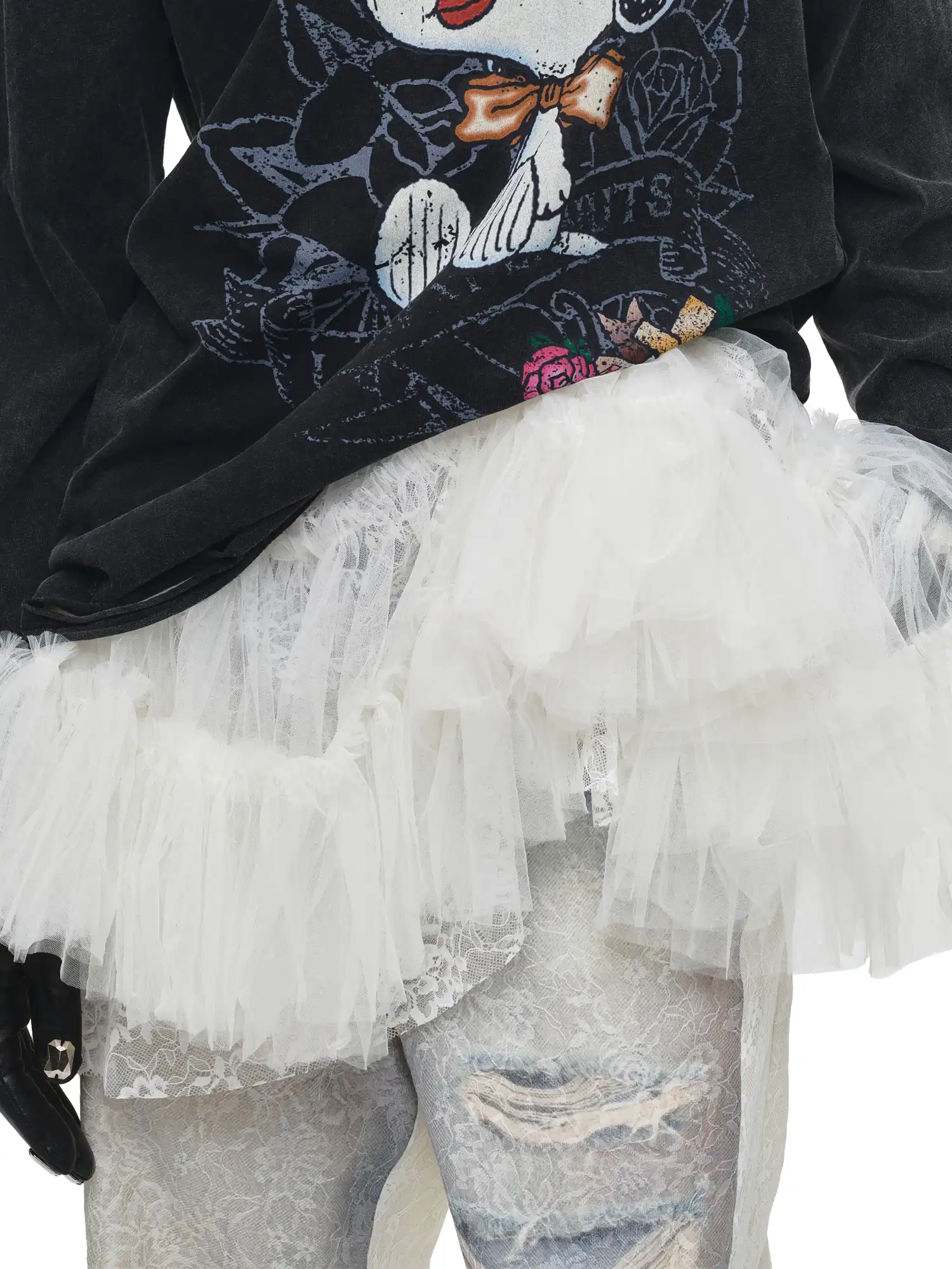 Tiered Tulle Lace Ruffle Mini Skirt - Image 10