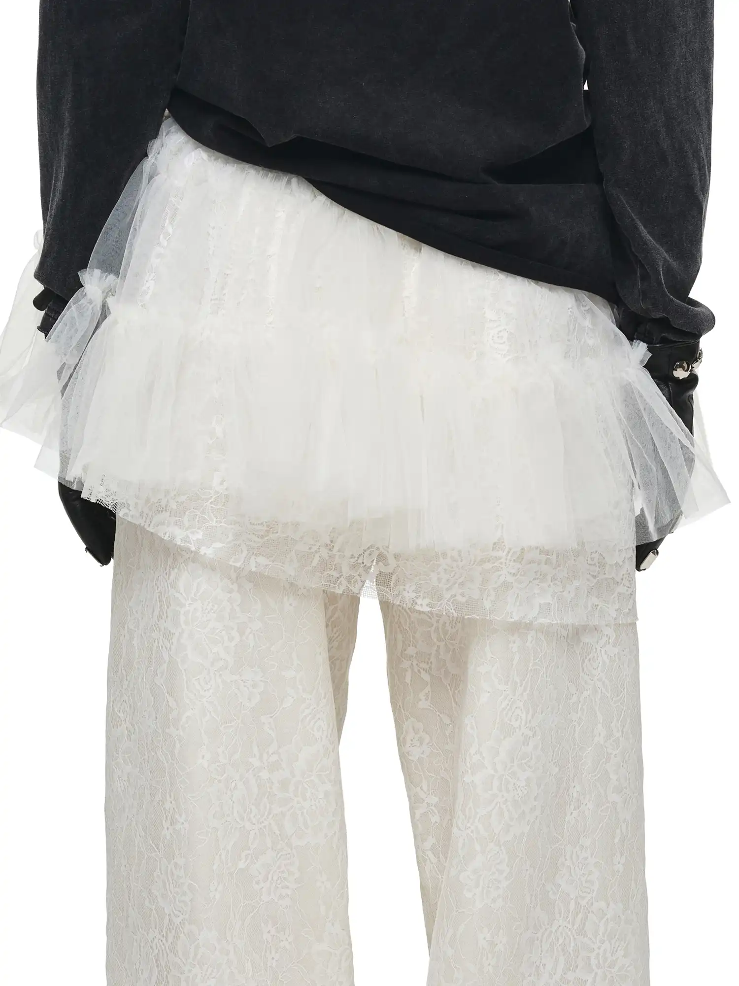 Tiered Tulle Lace Ruffle Mini Skirt - Image 11