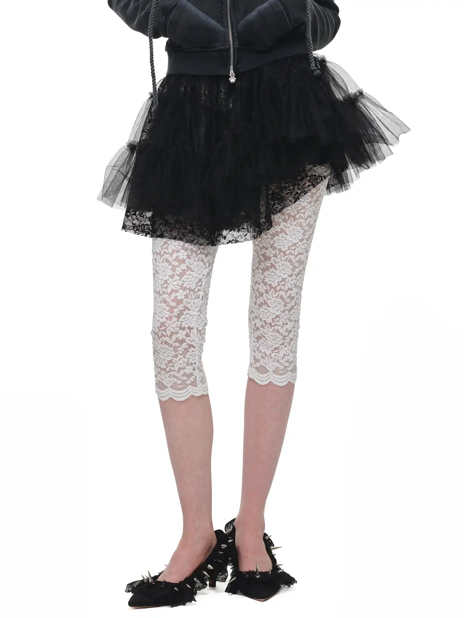 Tiered Tulle Lace Ruffle Mini Skirt - Image 4
