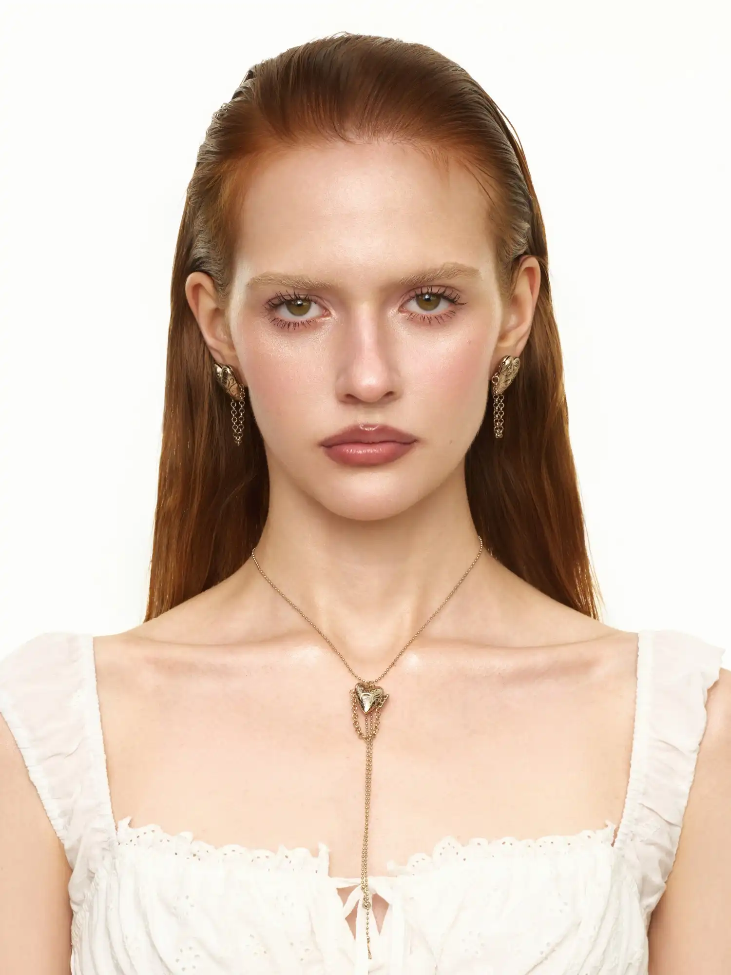 Victorian Scrollwork Heart Locket Lariat Necklace - Image 5