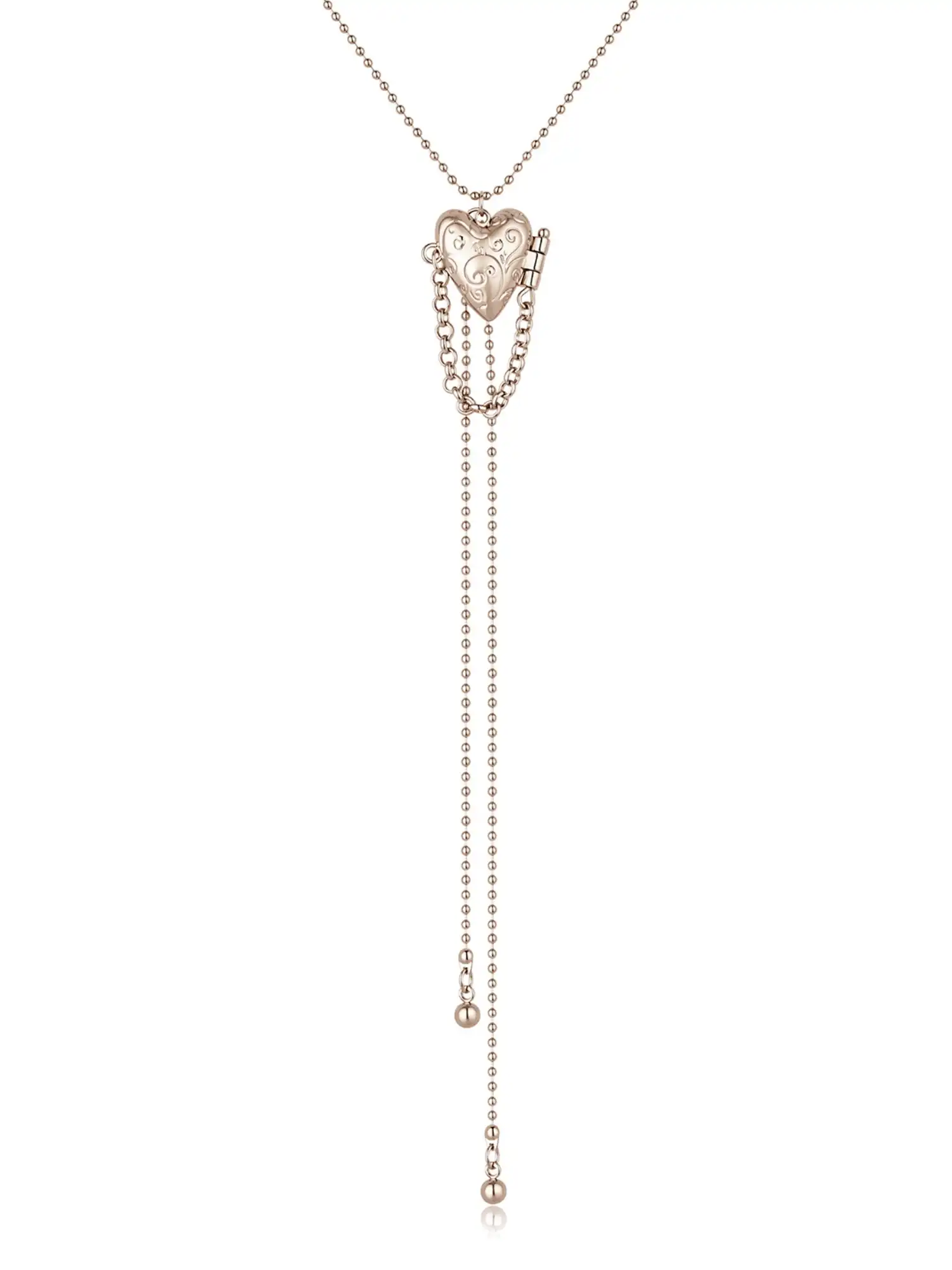 Victorian Scrollwork Heart Locket Lariat Necklace - Image 8