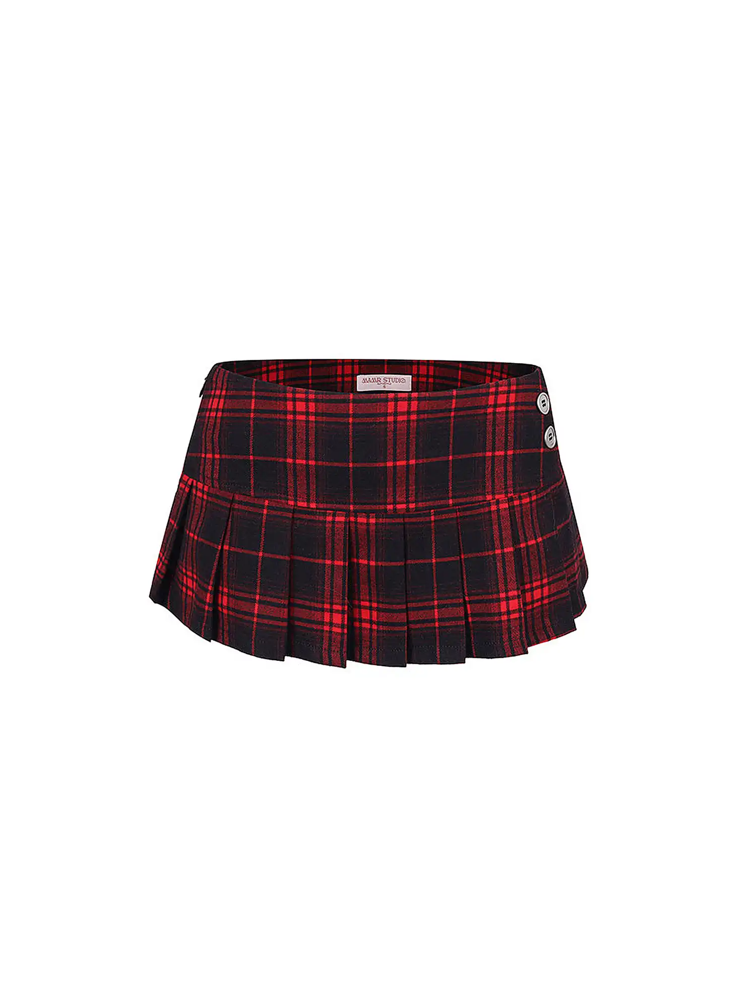 Vintage 90s Plaid Pleated Low Waist Micro Mini Skirt - Image 3