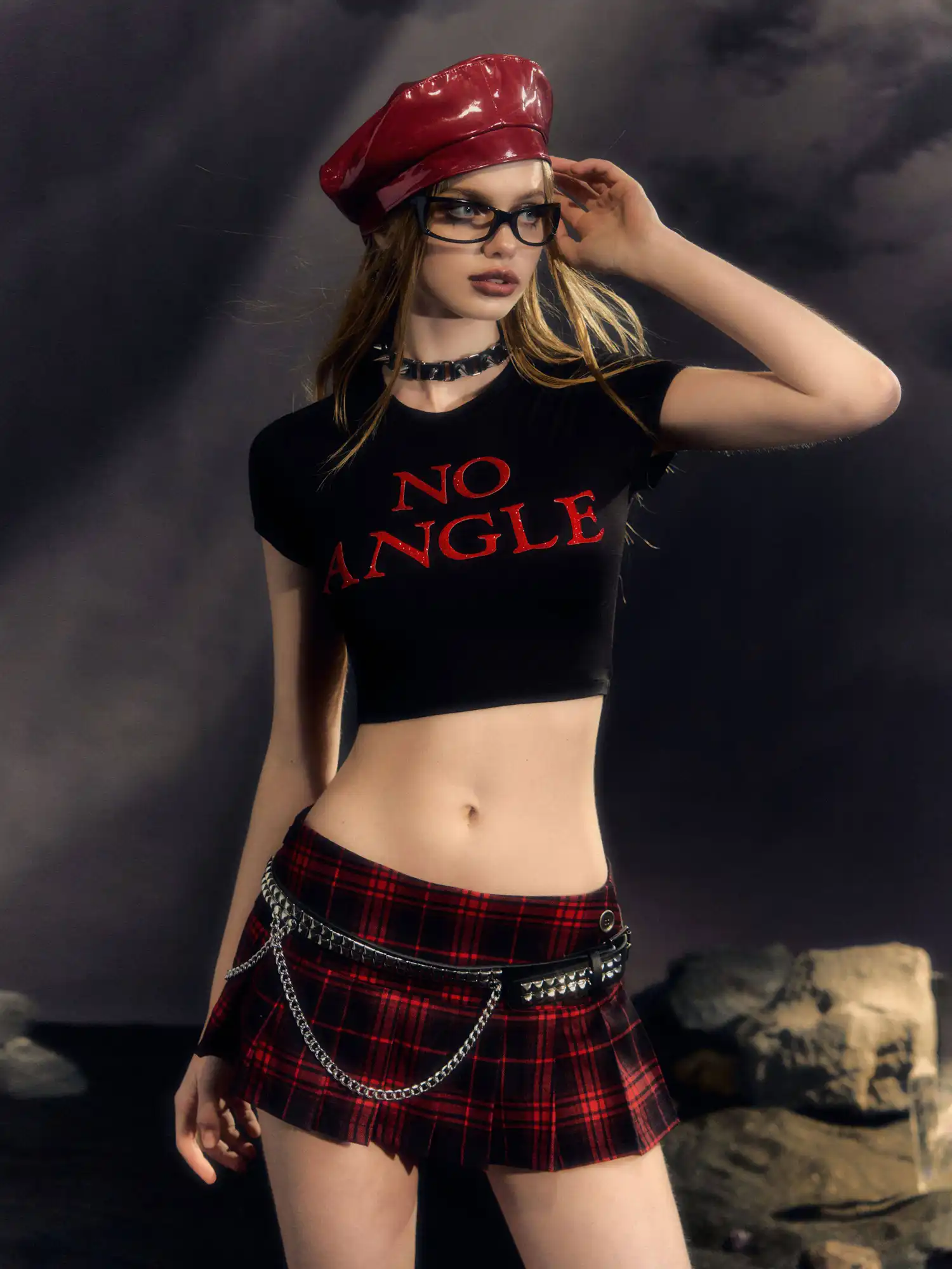 Vintage 90s Plaid Pleated Low Waist Micro Mini Skirt - Image 4