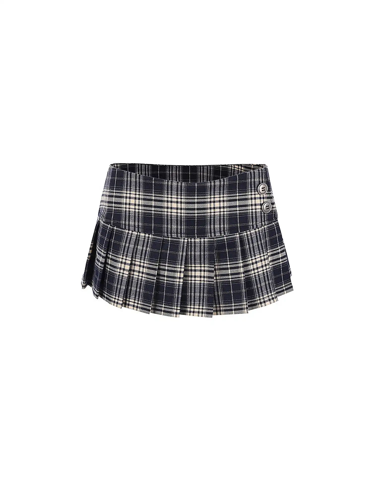 Vintage 90s Plaid Pleated Low Waist Micro Mini Skirt - Image 7
