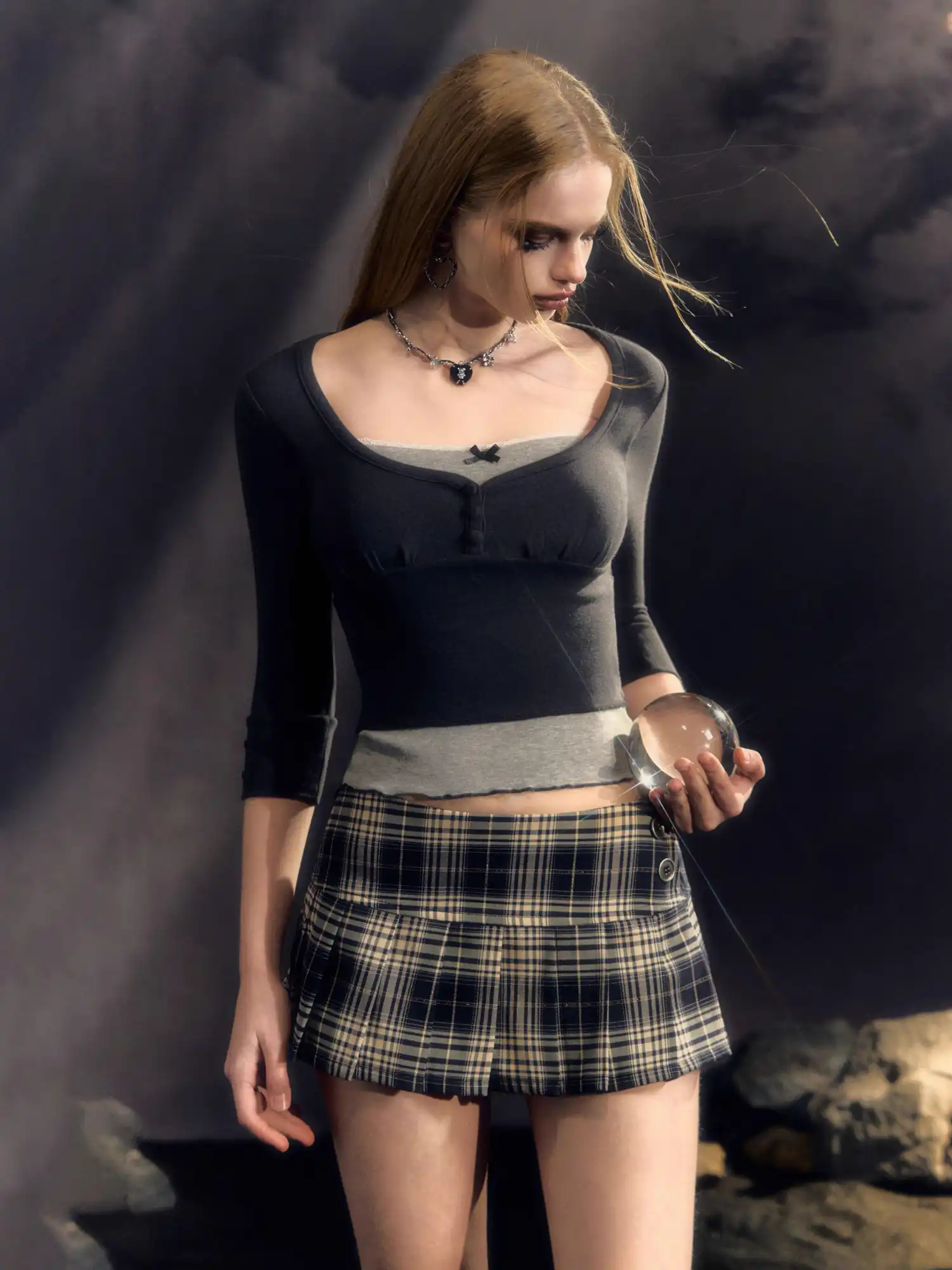 Vintage 90s Plaid Pleated Low Waist Micro Mini Skirt - Image 8