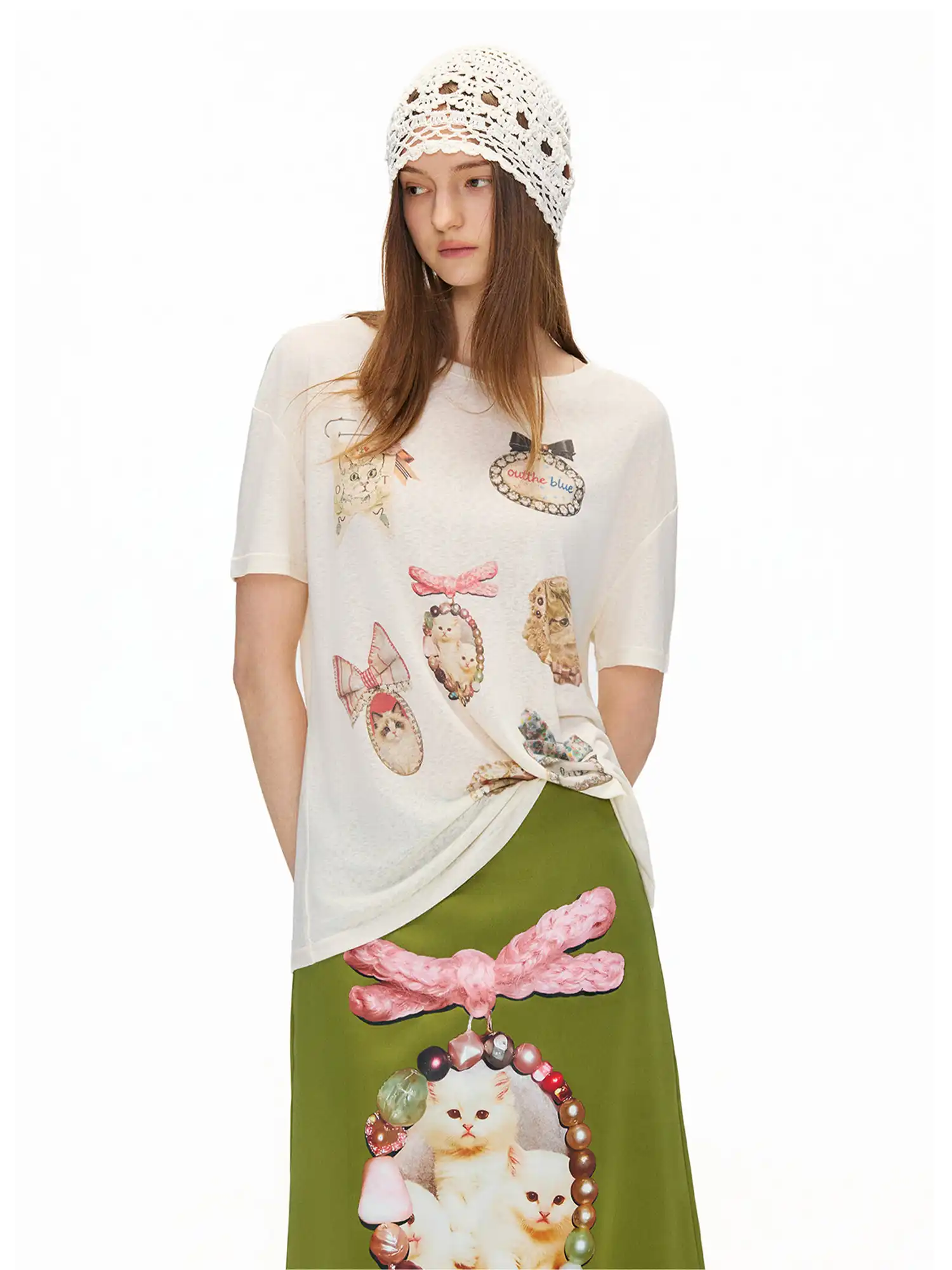Vintage Cat Lyocell Linen Tee - Image 2