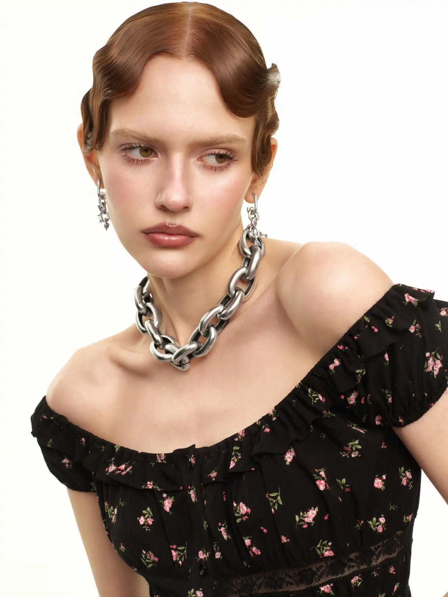 Vintage Chunky Oxidized Link Choker Necklace - Image 6