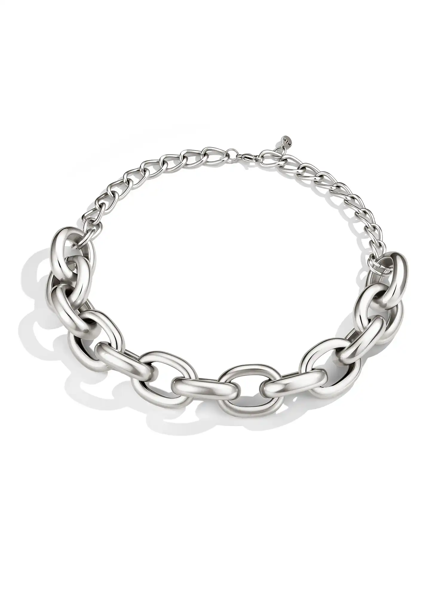 Vintage Chunky Oxidized Link Choker Necklace - Image 7