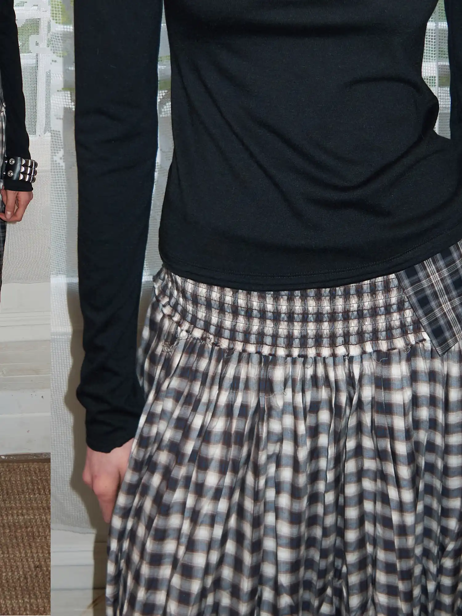 Vintage Deconstructed Plaid Panel Ruffle Maxi Skirt - Image 2