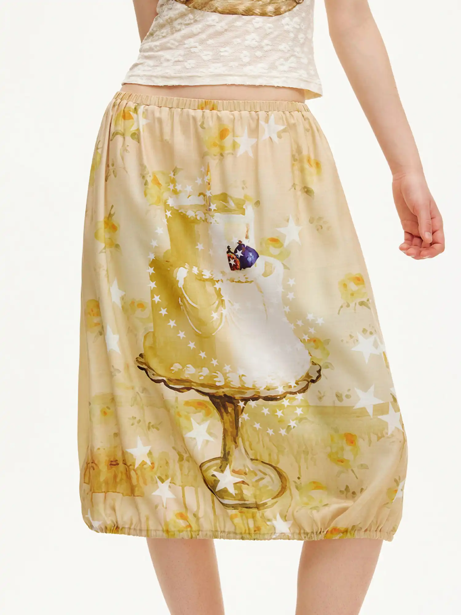 Vintage Drawstring Bubble Skirt