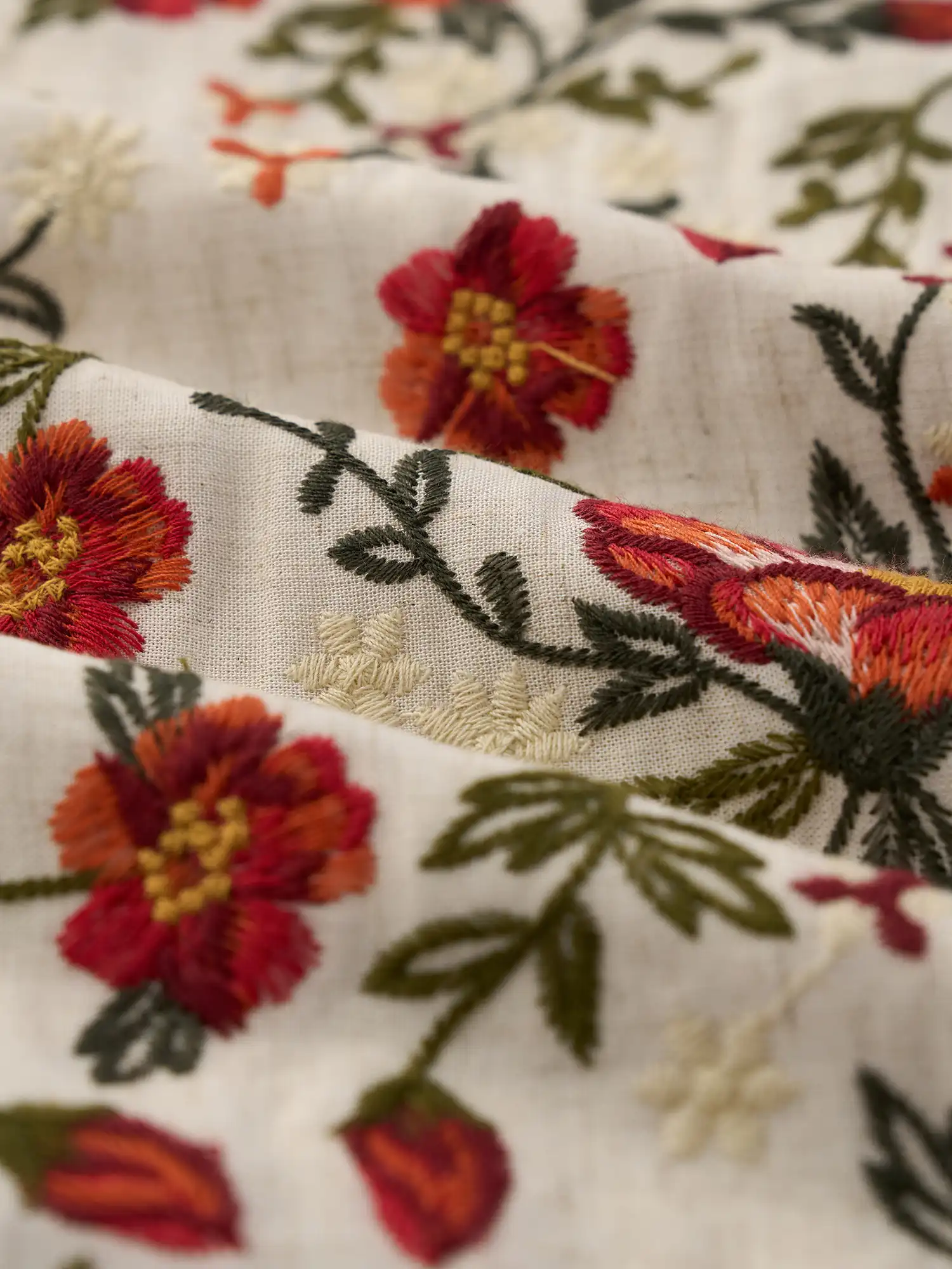 Vintage Floral Embroidered A-Line Midi Skirt - Image 7