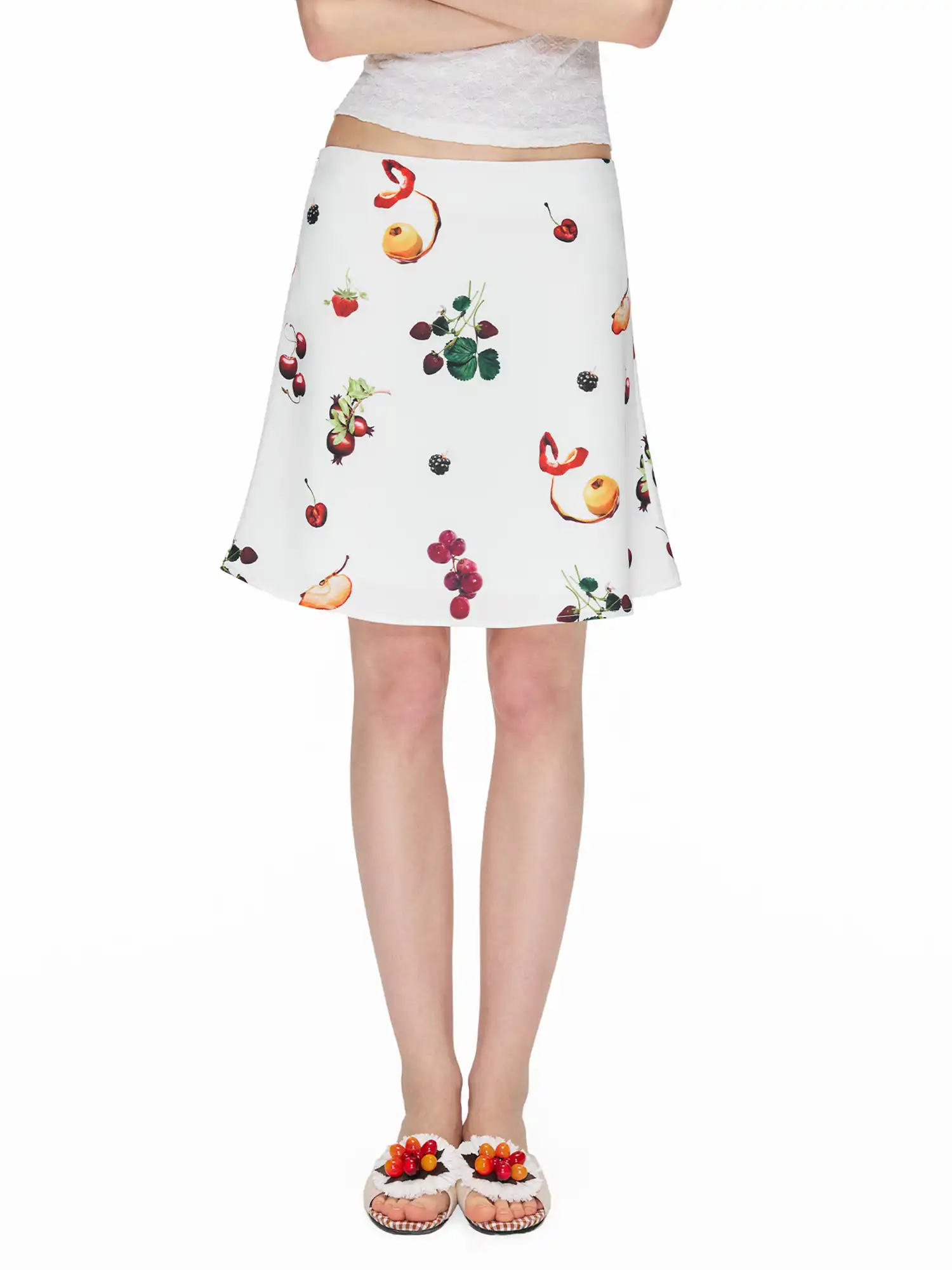 Vintage Fruit Print A-Line Mini Skirt - Image 2