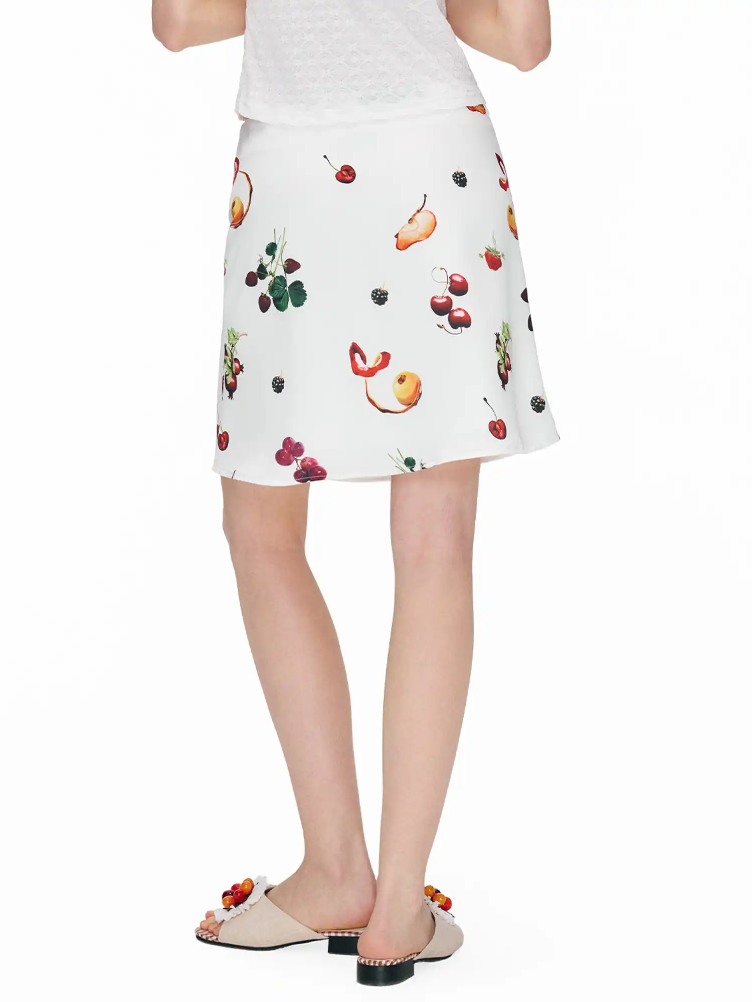 Vintage Fruit Print A-Line Mini Skirt - Image 3