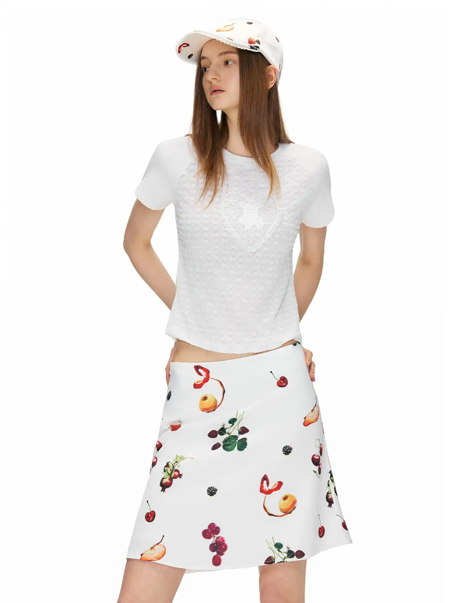 Vintage Fruit Print A-Line Mini Skirt - Image 4