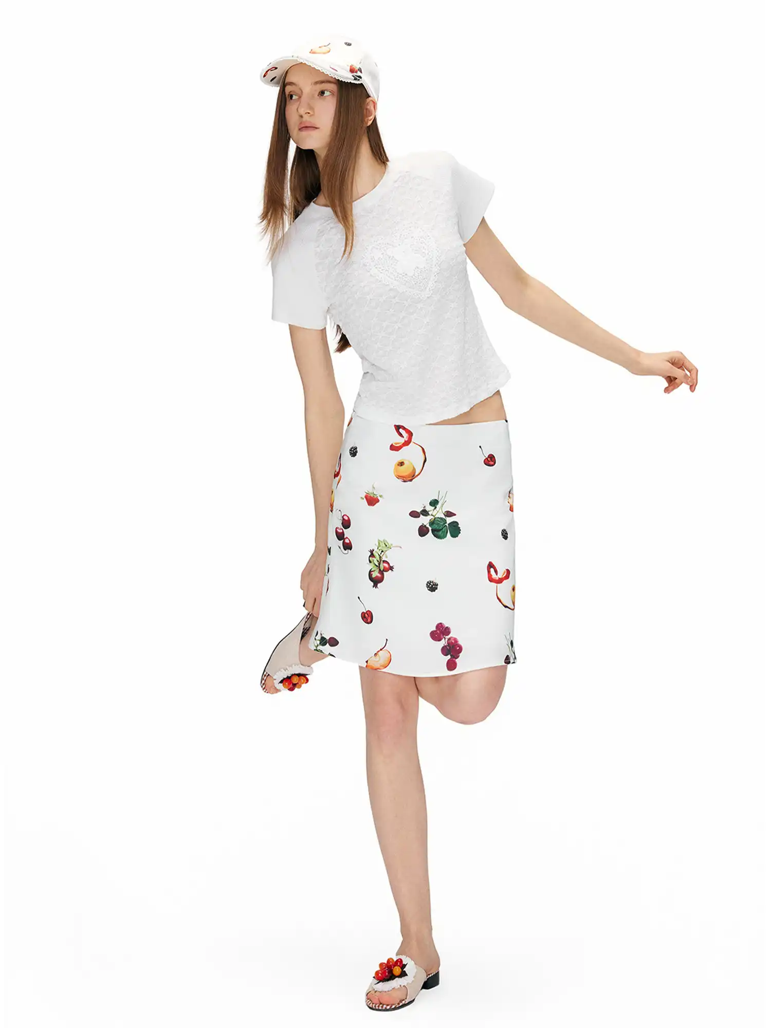 Vintage Fruit Print A-Line Mini Skirt - Image 5