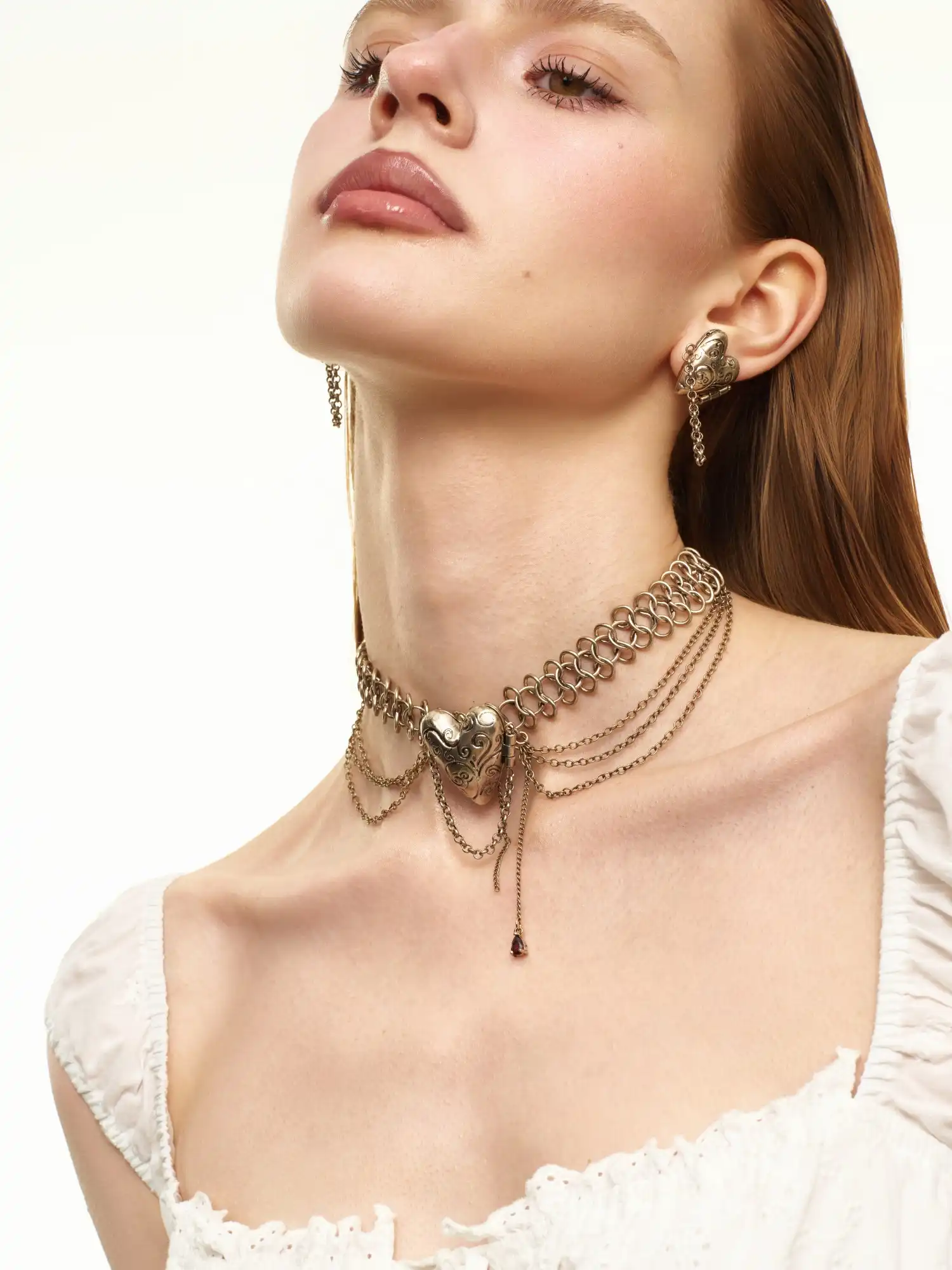 Vintage Heart Chainmail Layered Chain Choker - Image 4