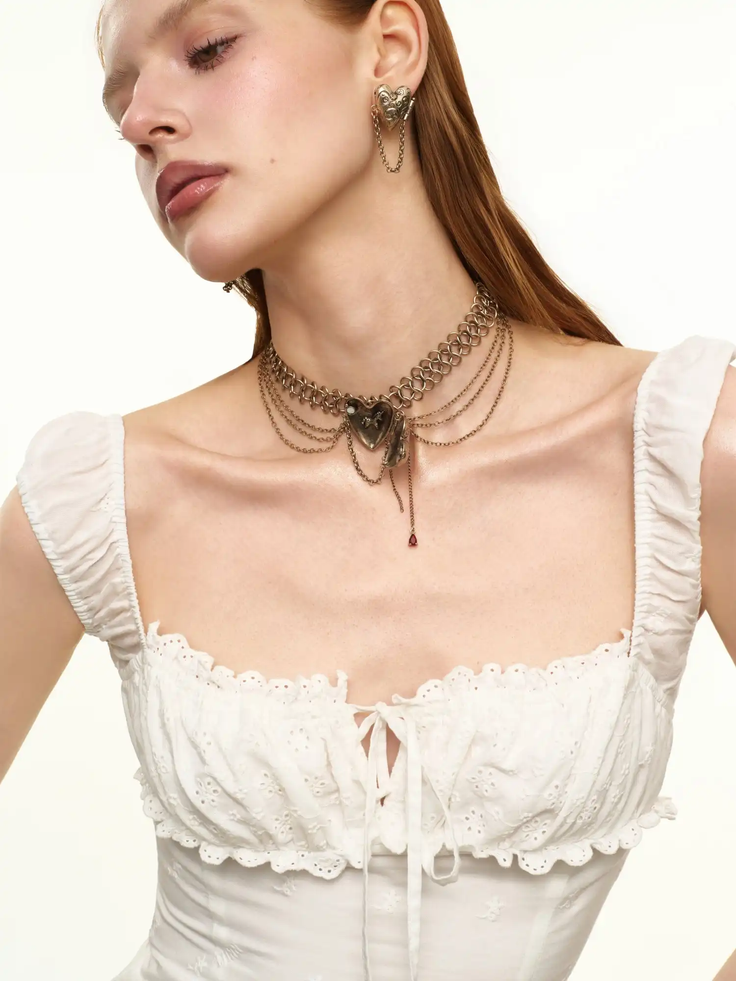 Vintage Heart Chainmail Layered Chain Choker - Image 6