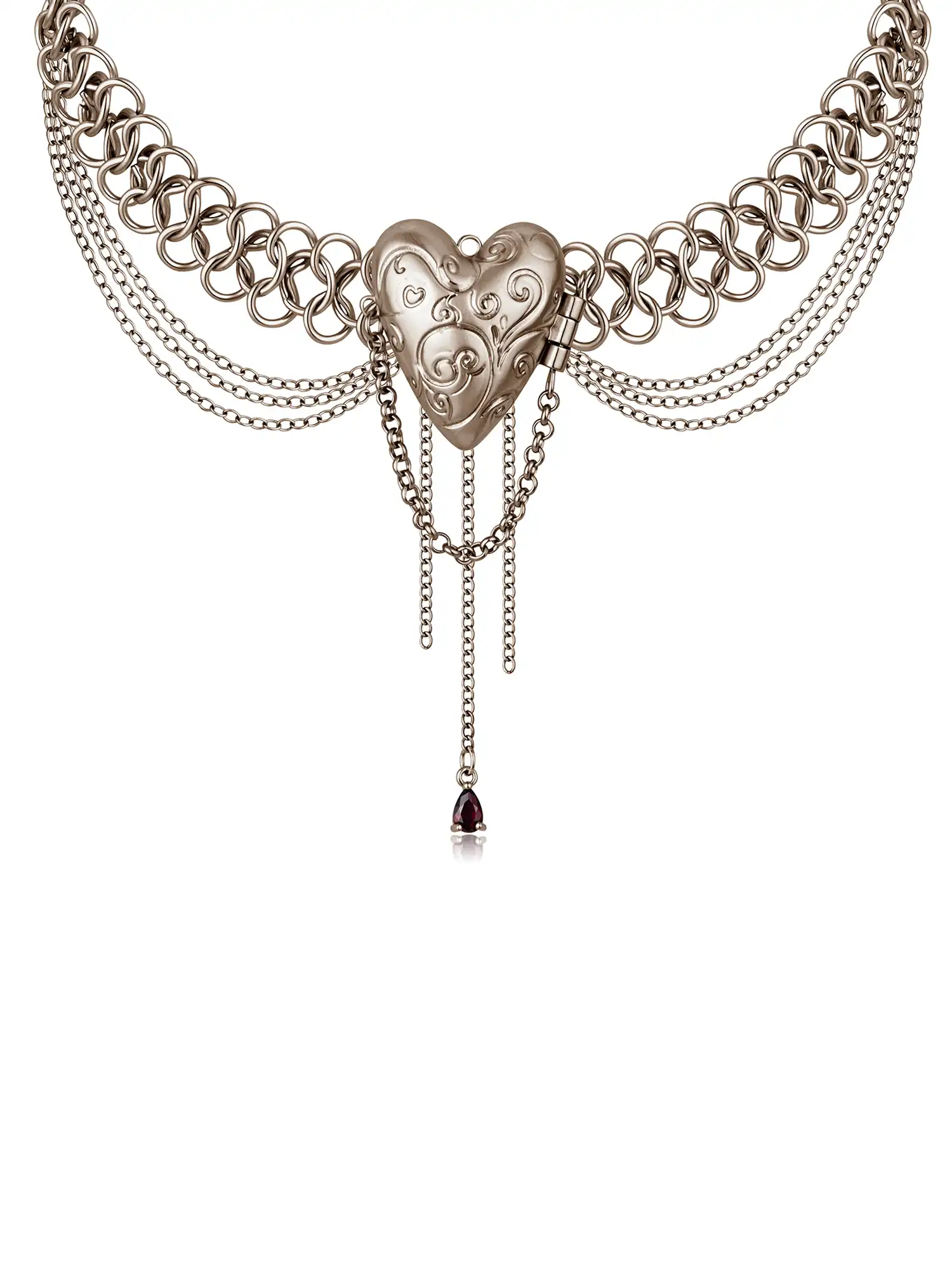 Vintage Heart Chainmail Layered Chain Choker - Image 8