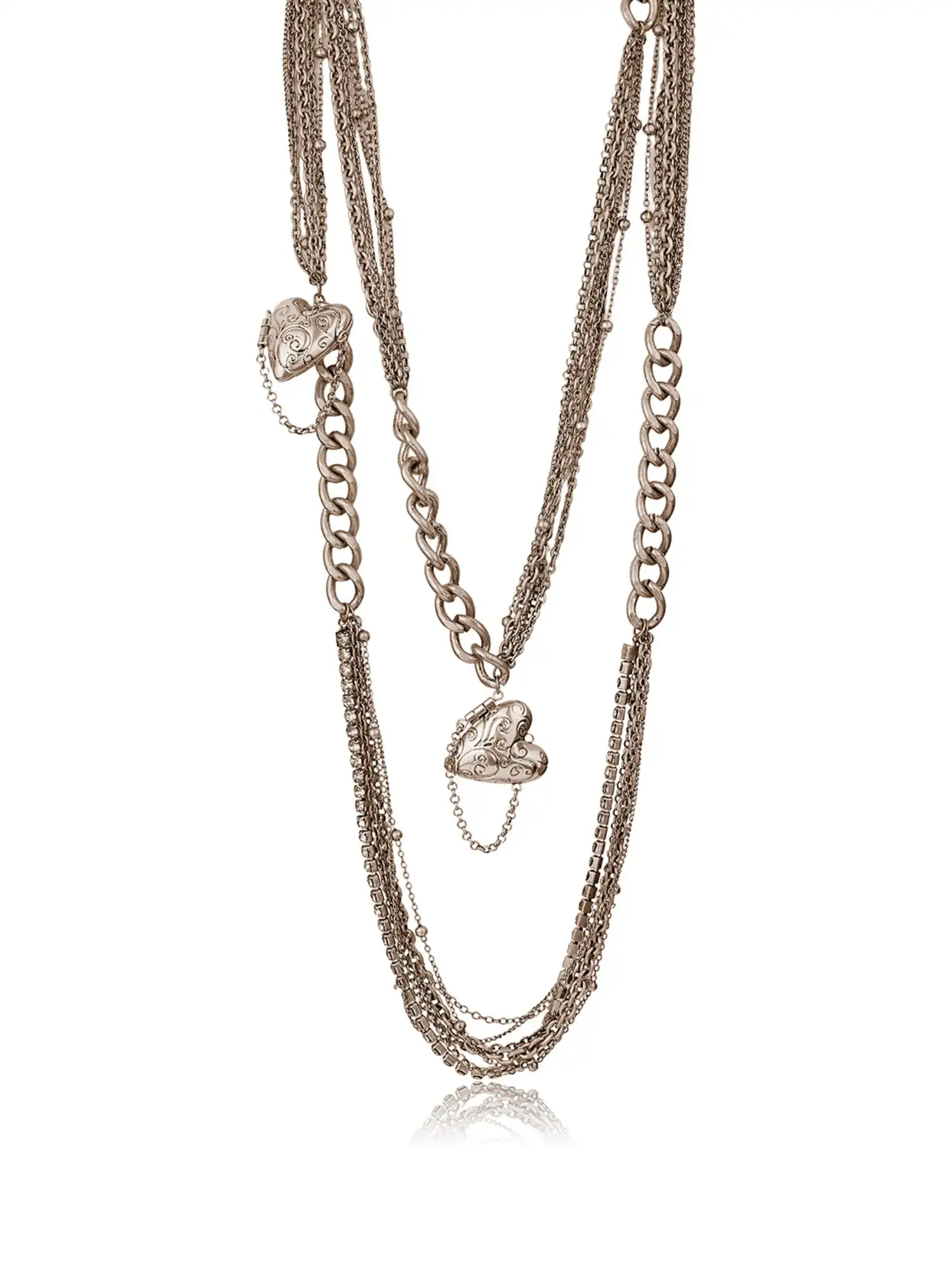 Vintage Heart Chainmail Long Layered Necklace - Image 4