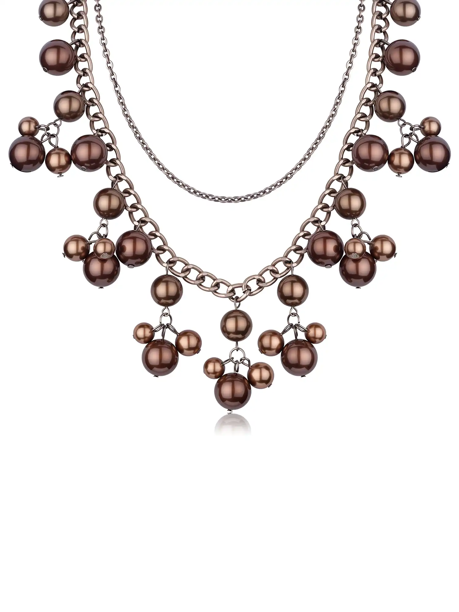 Vintage Layered Chain Metal Bead Necklace - Image 4