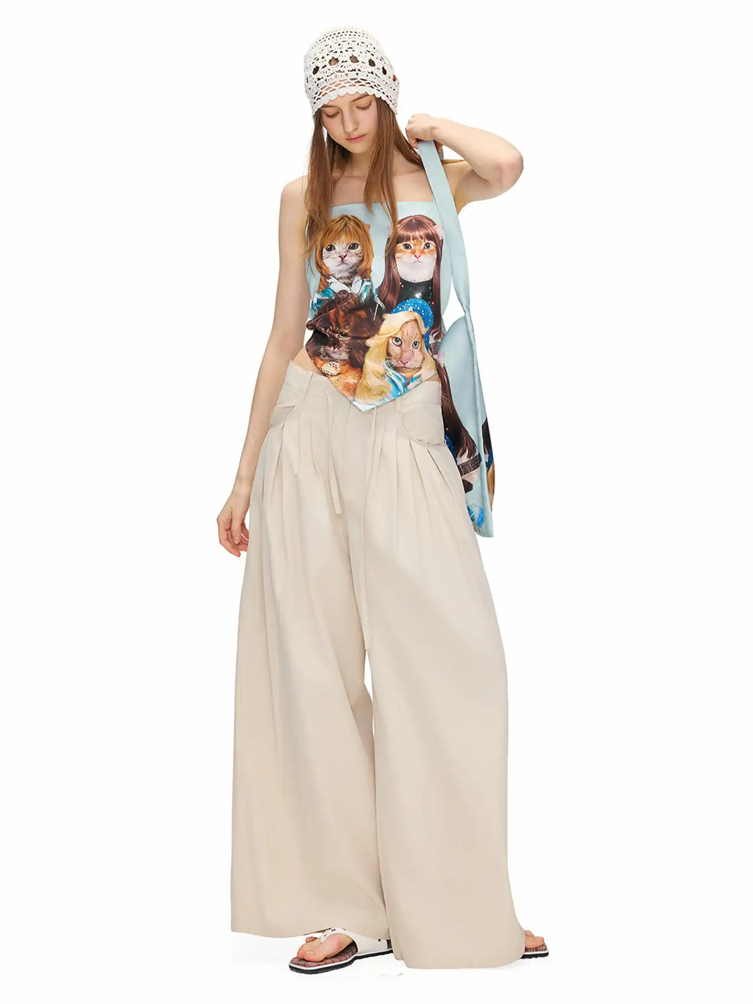 Vintage Party Cat Asymmetric Draped Cami Top - Image 5