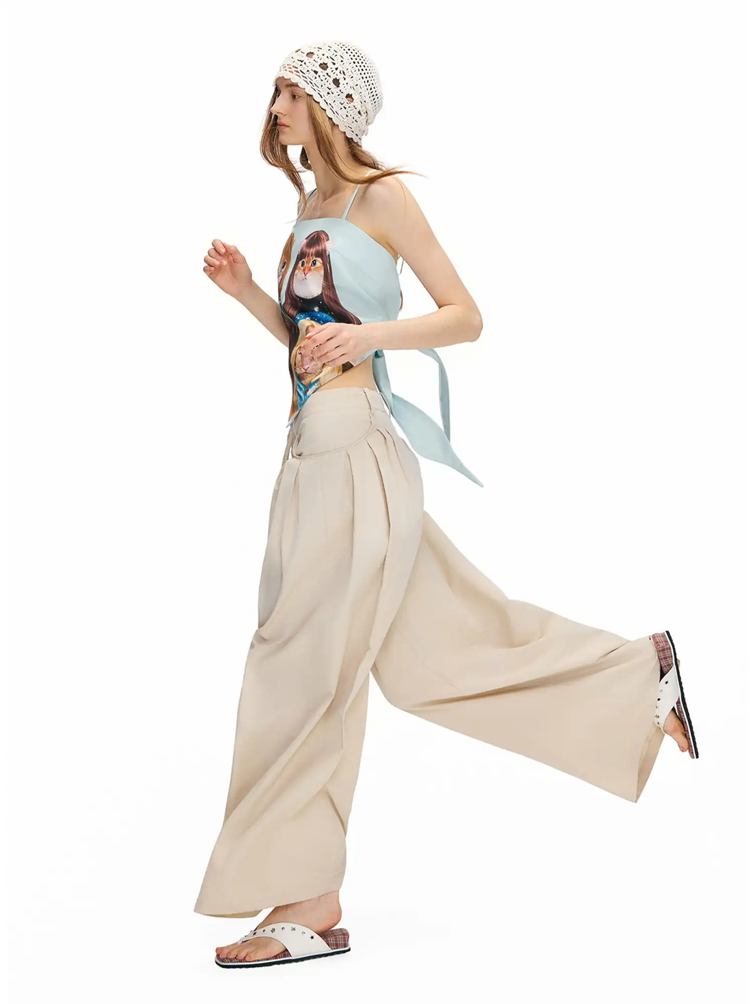 Vintage Party Cat Asymmetric Draped Cami Top - Image 6