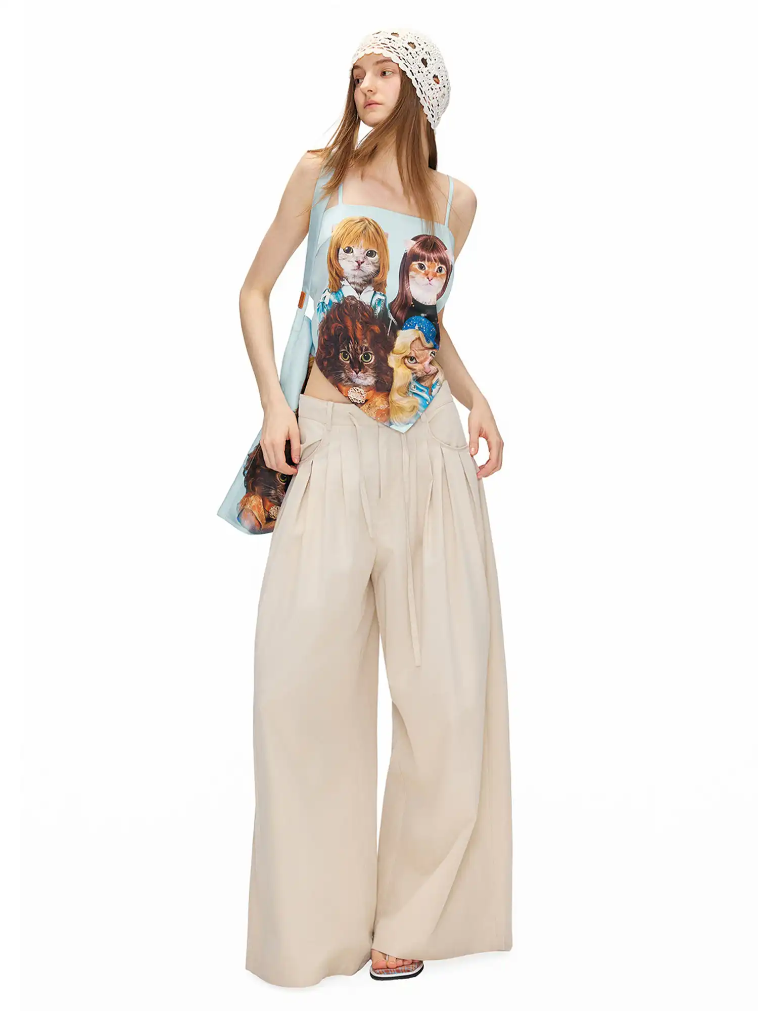 Vintage Party Cat Asymmetric Draped Cami Top - Image 7
