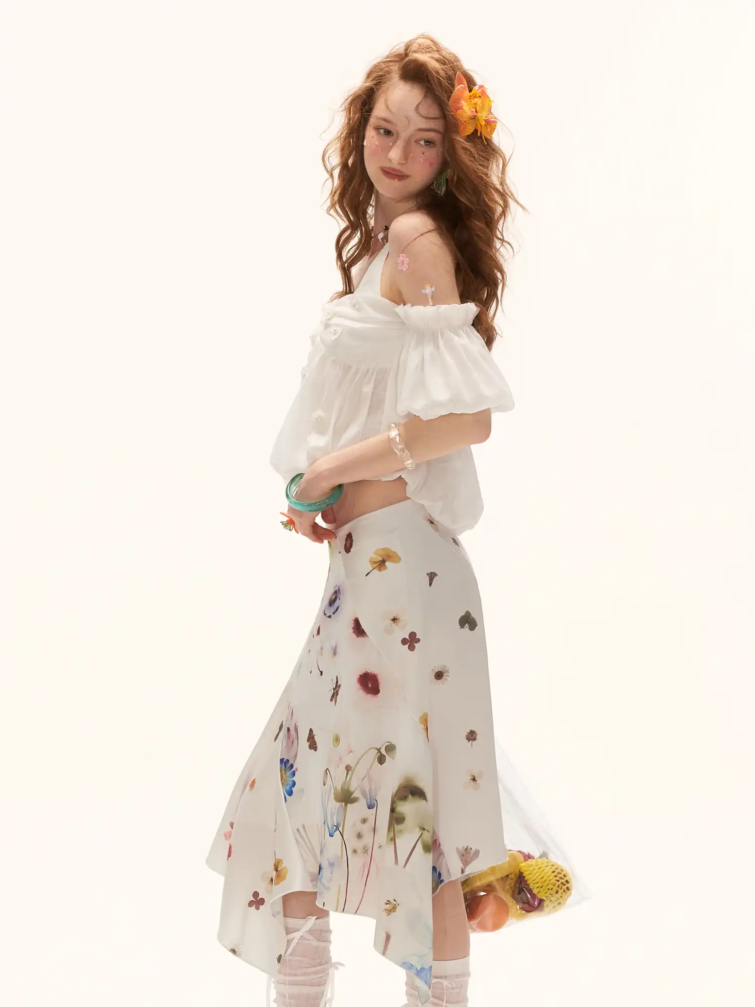 Beaded Floral Sheer Babydoll Halter Top - Image 4