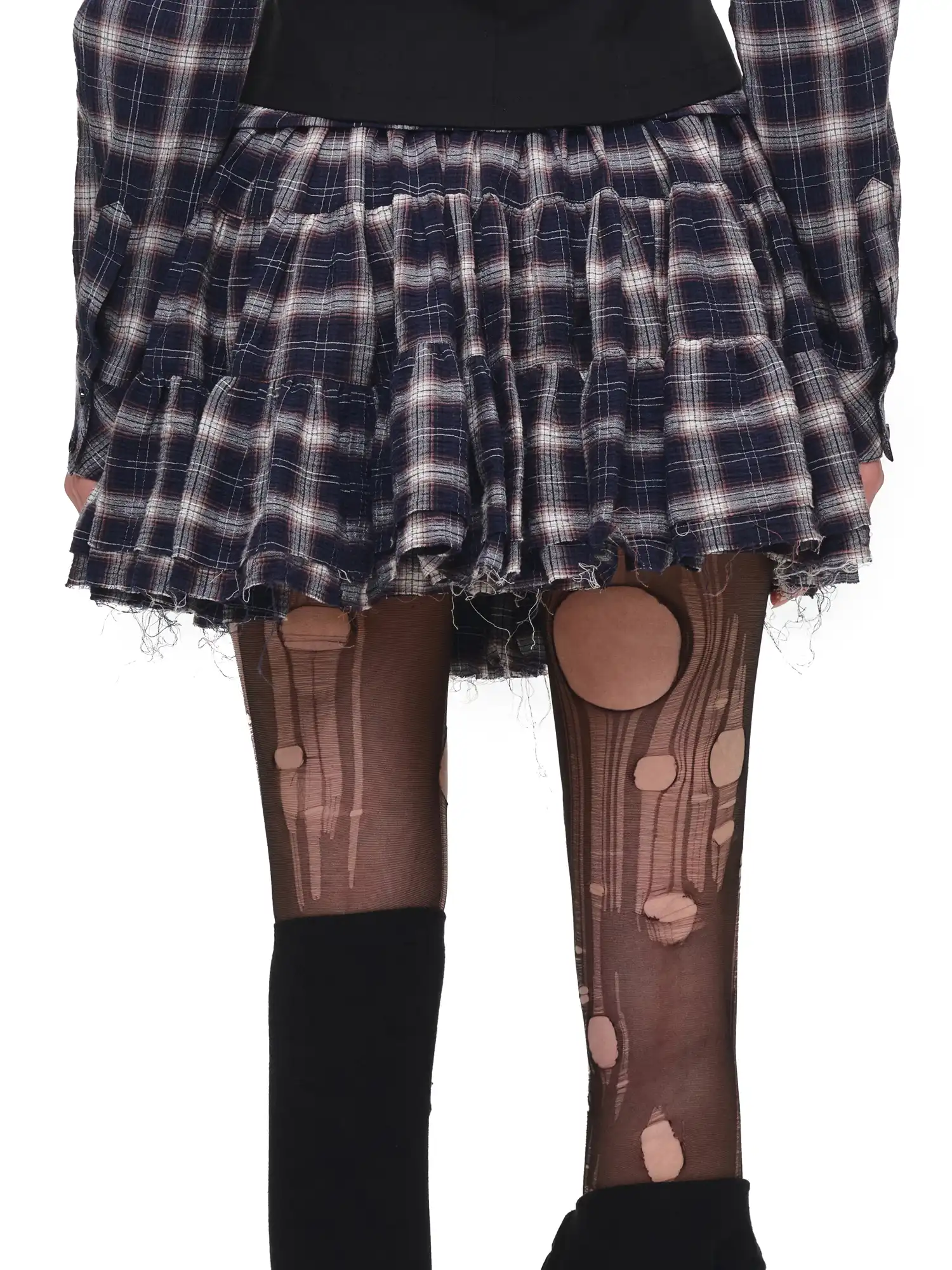 Vintage Plaid Tiered Ruffle Mini Skirt - Image 3