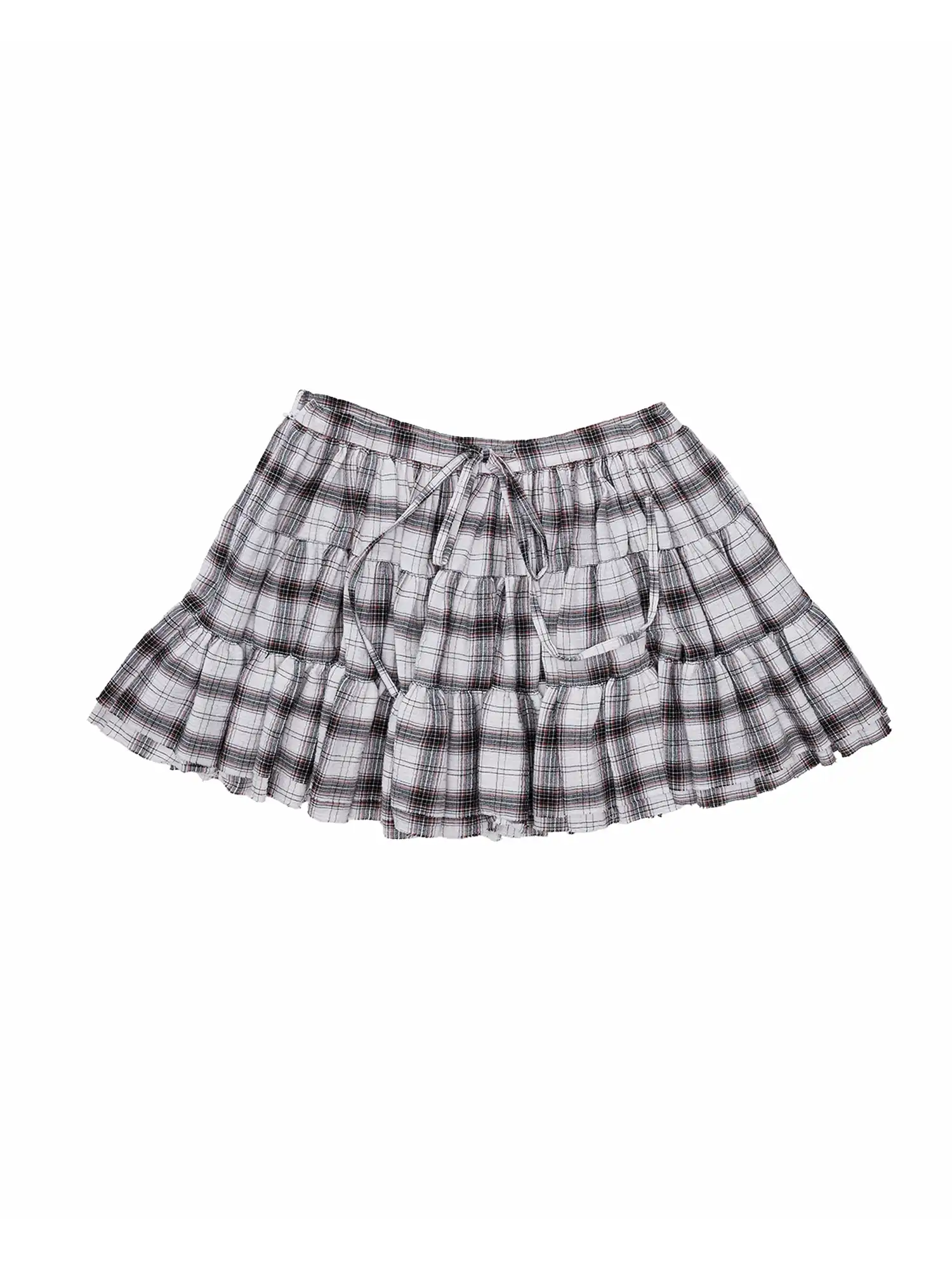 Vintage Plaid Tiered Ruffle Mini Skirt - Image 8