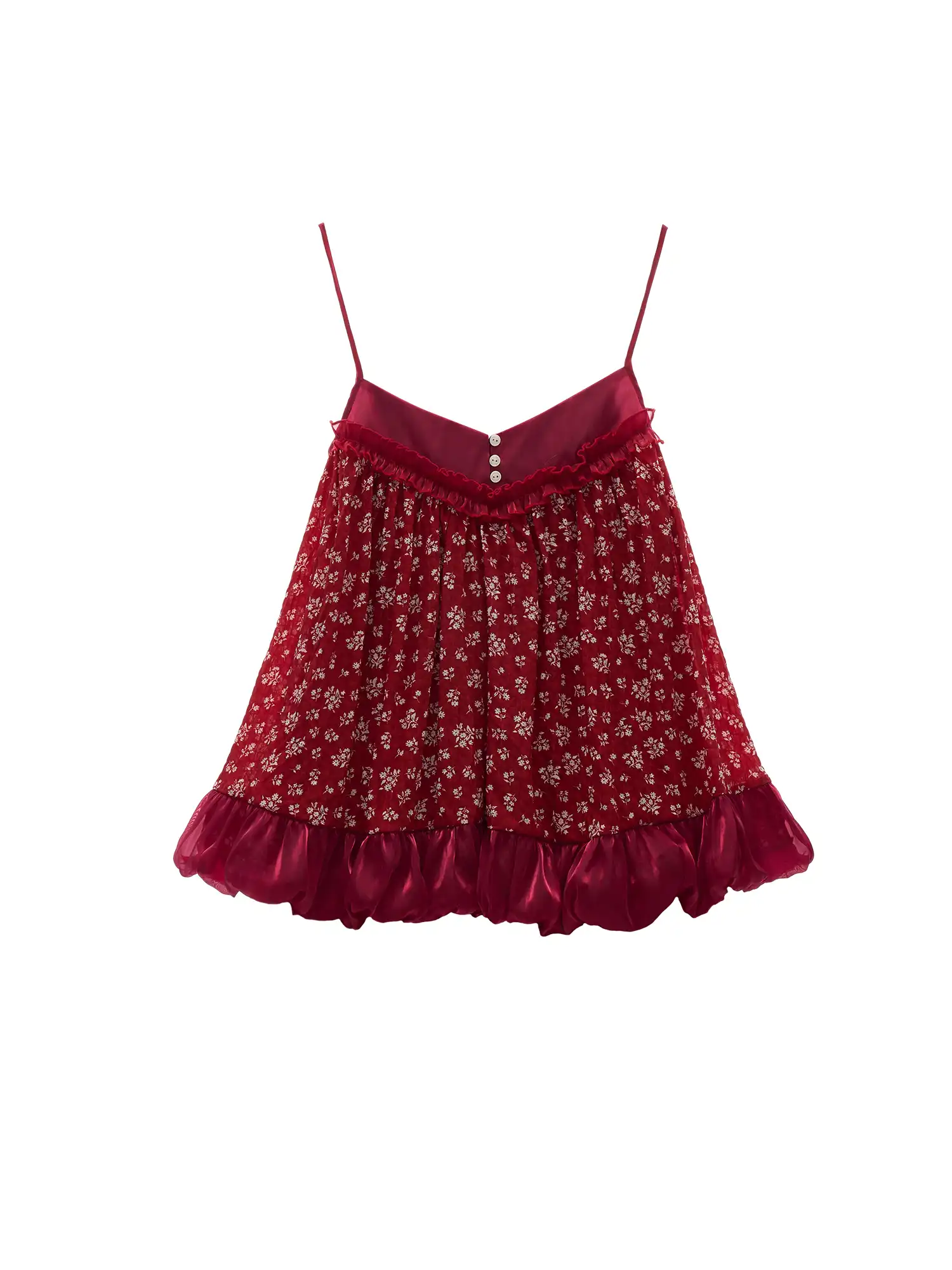 Vintage Satin Red Bubble Hem Baby Doll Tee - Image 2