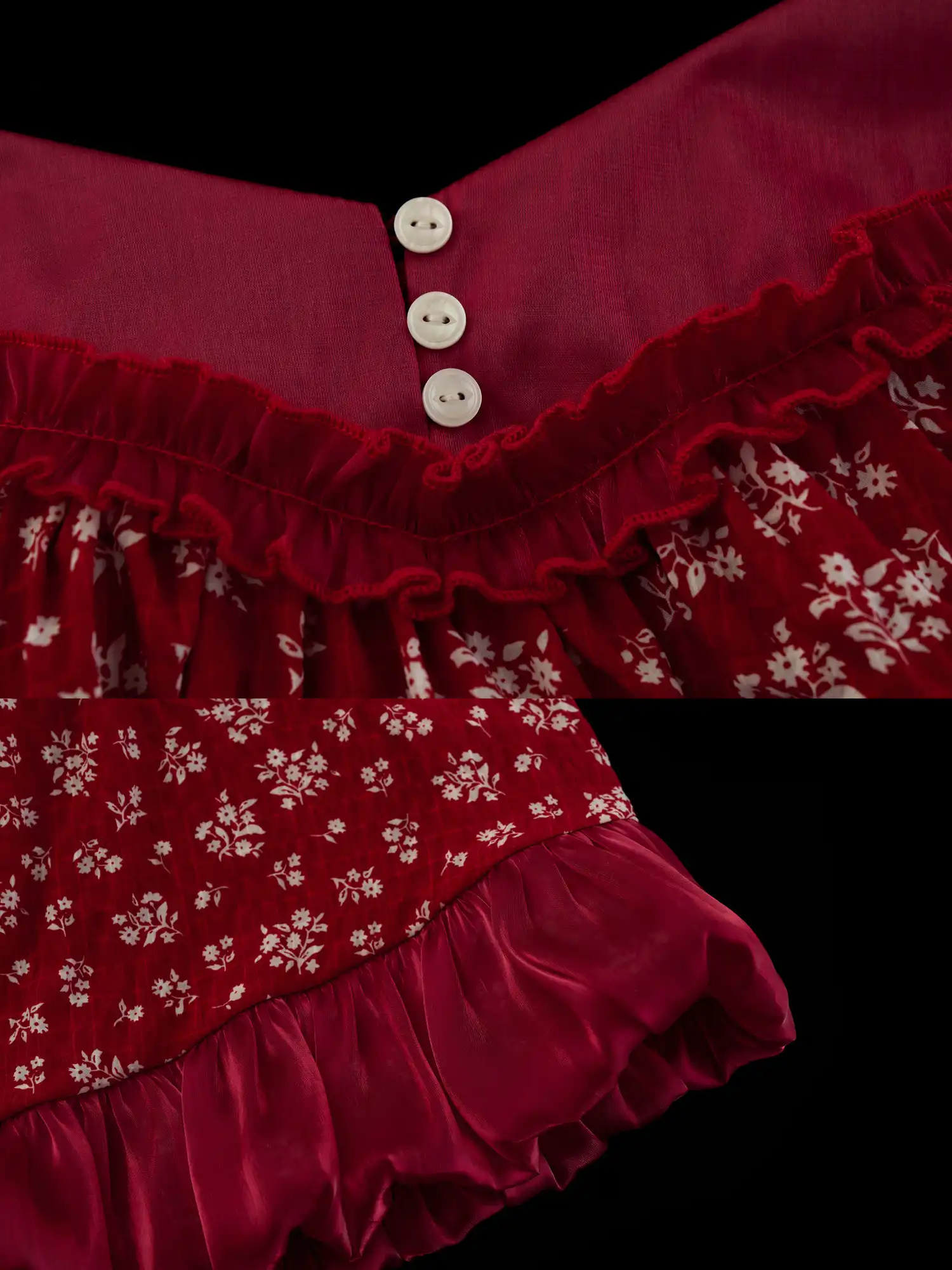 Vintage Satin Red Bubble Hem Baby Doll Tee - Image 8