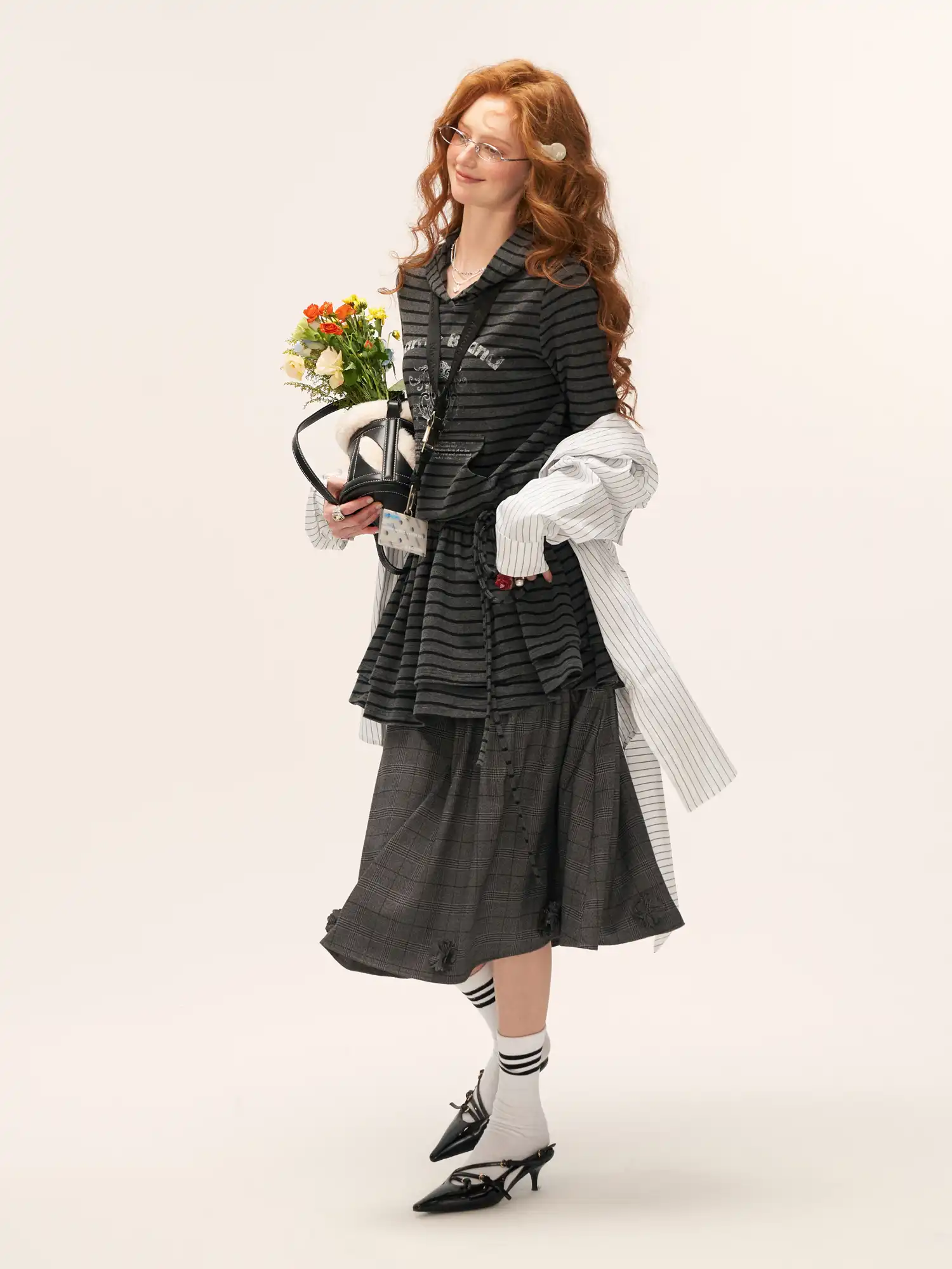 Vintage Striped Peplum Hoodie - Image 11