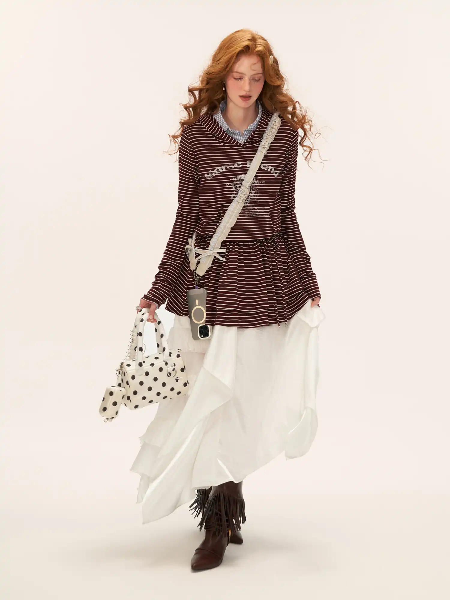 Vintage Striped Peplum Hoodie - Image 5