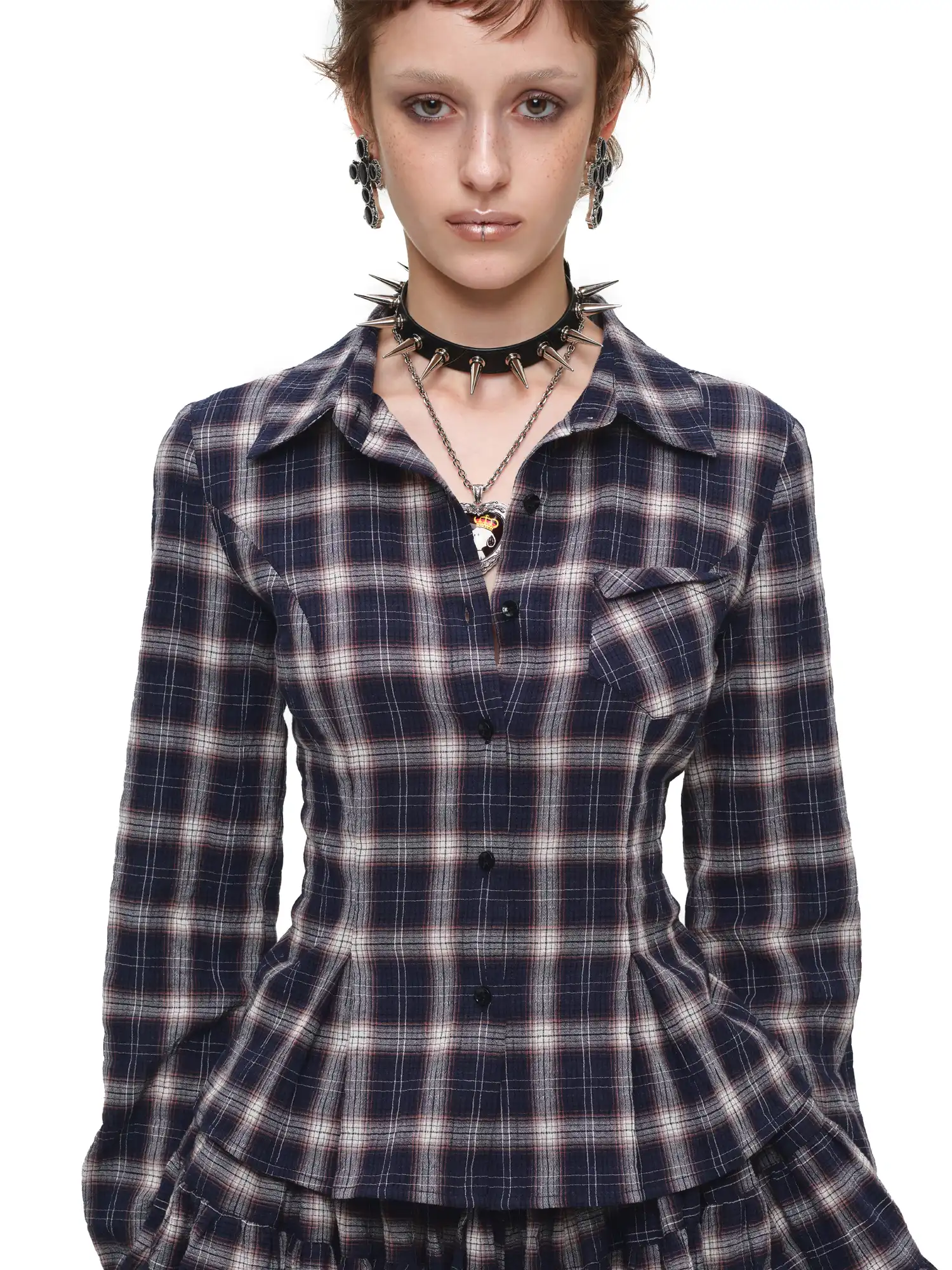 Vintage Tailored Plaid Button Up Shirt - Image 3