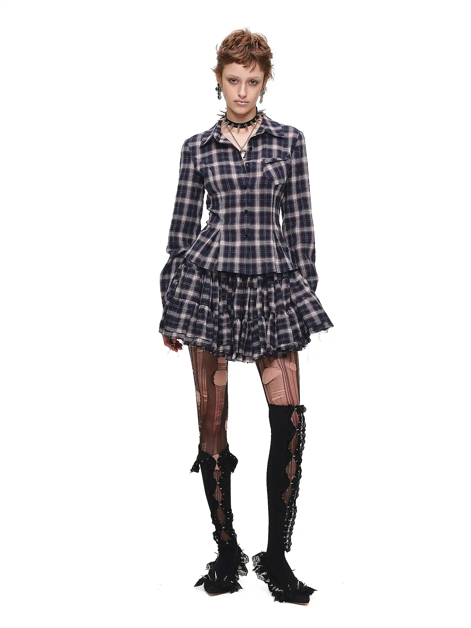 Vintage Tailored Plaid Button Up Shirt - Image 5