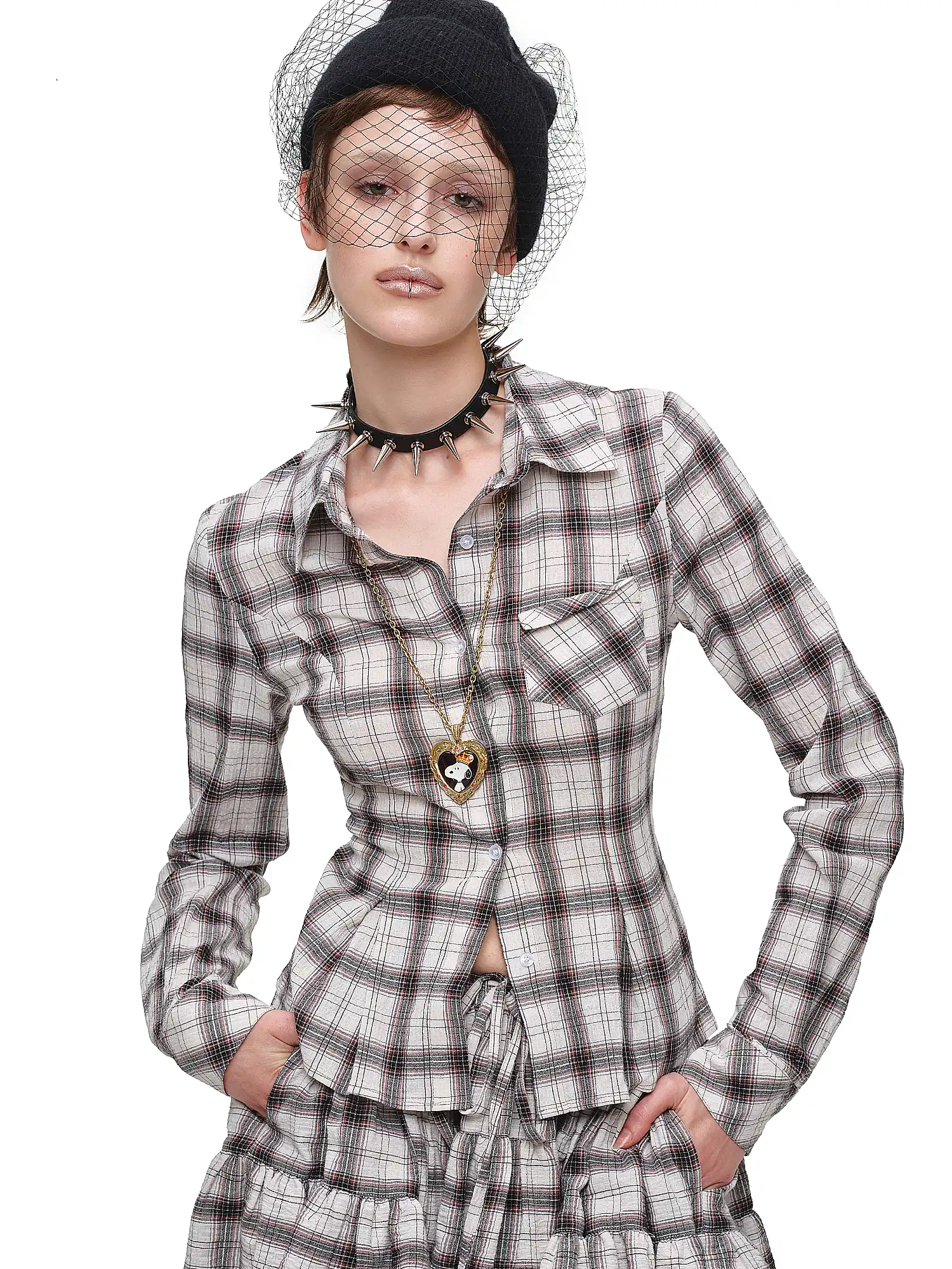 Vintage Tailored Plaid Button Up Shirt - Image 7