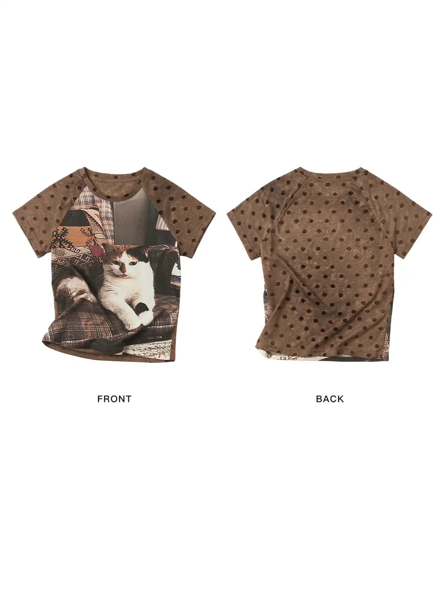 Vintage Velvet Polka Dot Raglan Sleeve Tee - Image 3