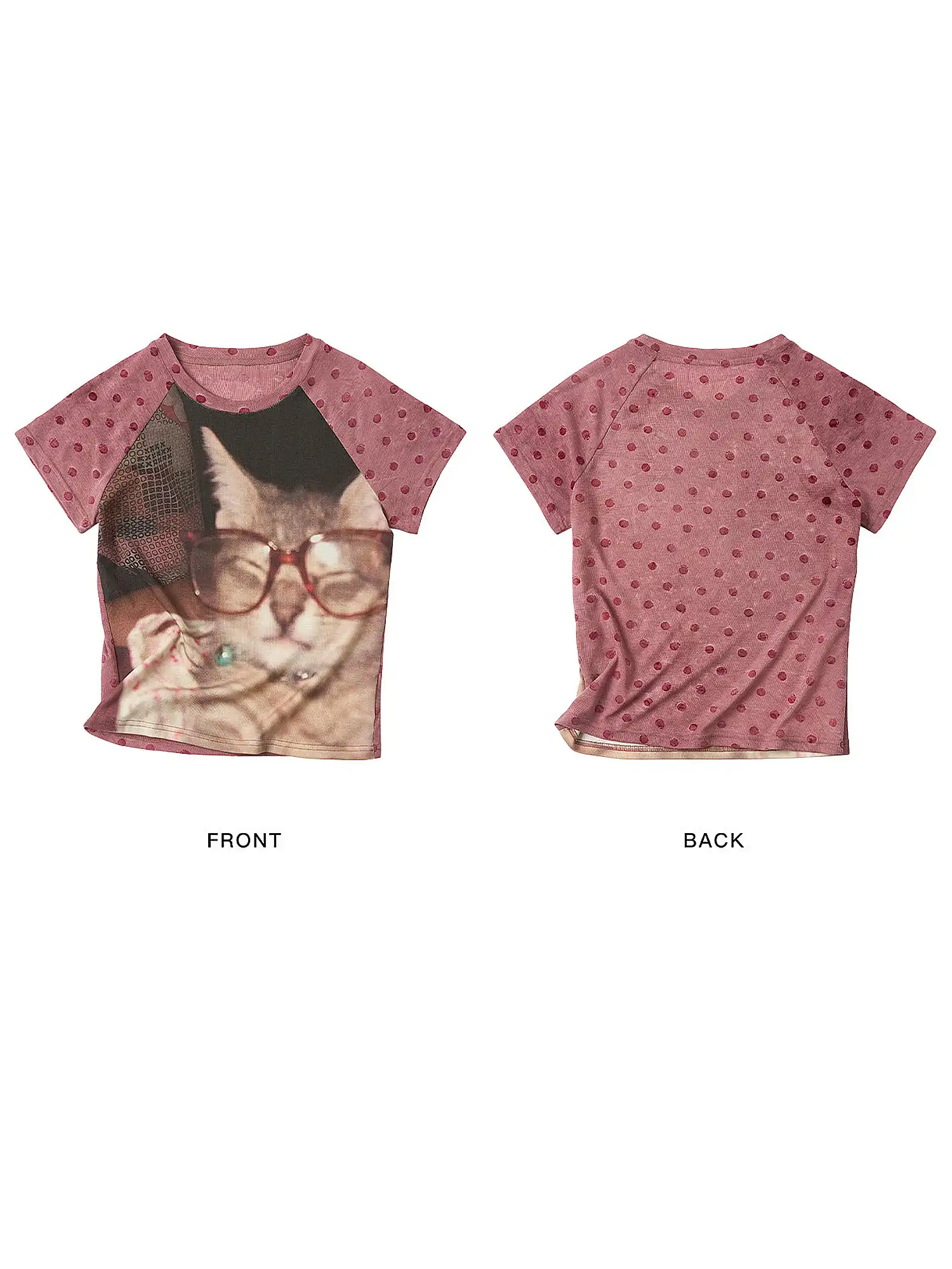 Vintage Velvet Polka Dot Raglan Sleeve Tee - Image 8
