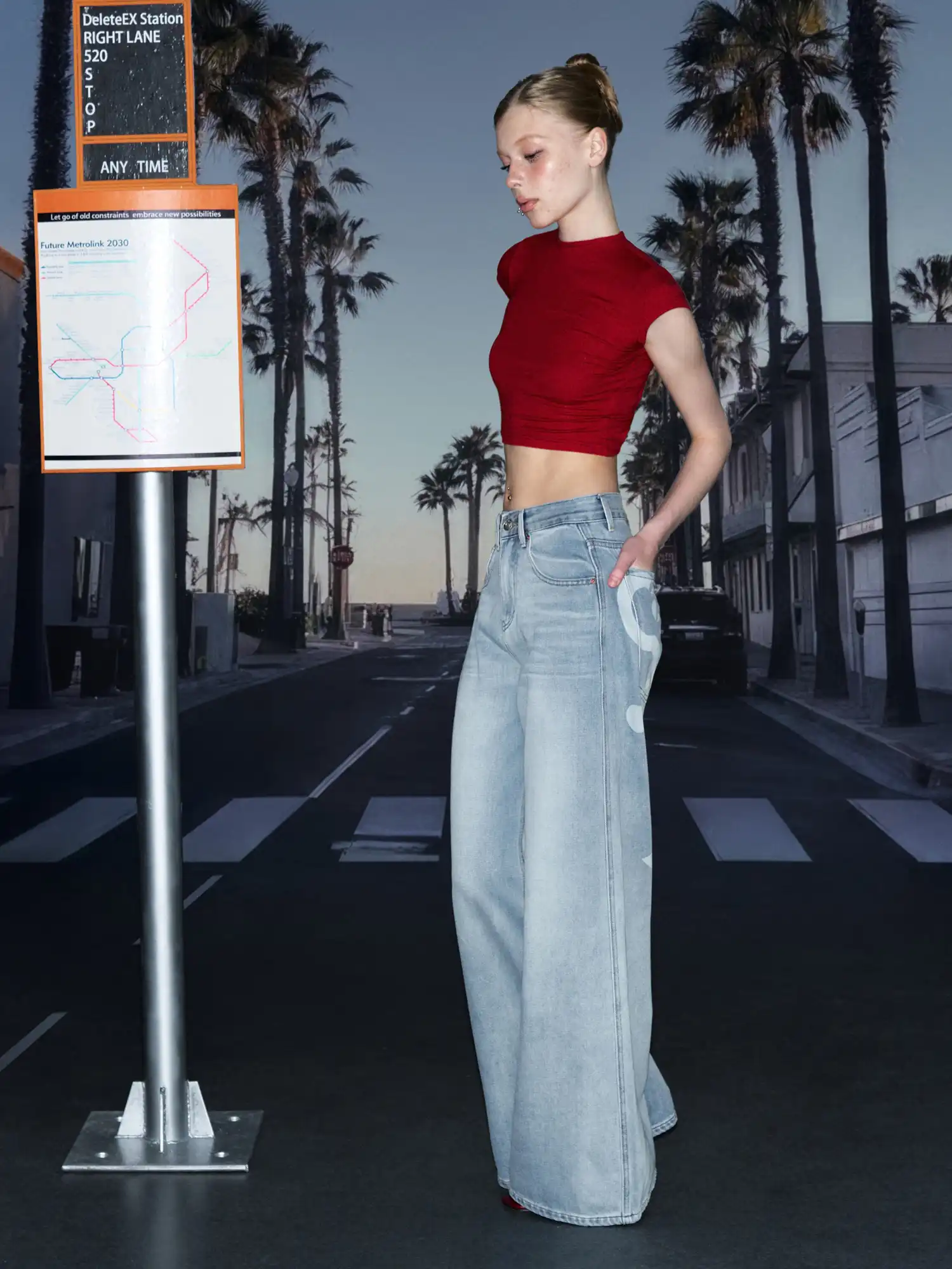 Y2K Backless Tie Cutout Crop Tee - Image 3