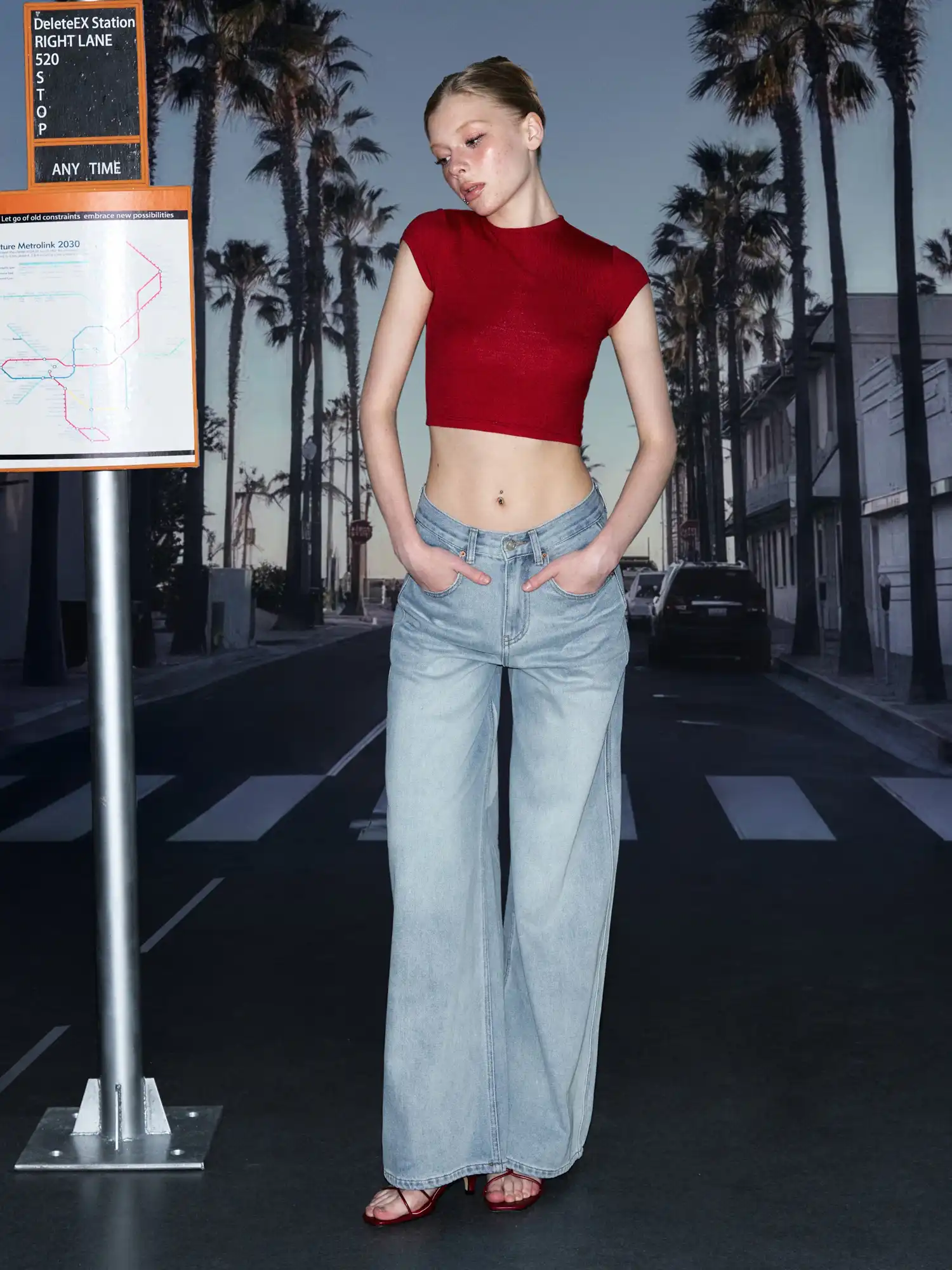 Y2K Backless Tie Cutout Crop Tee - Image 4